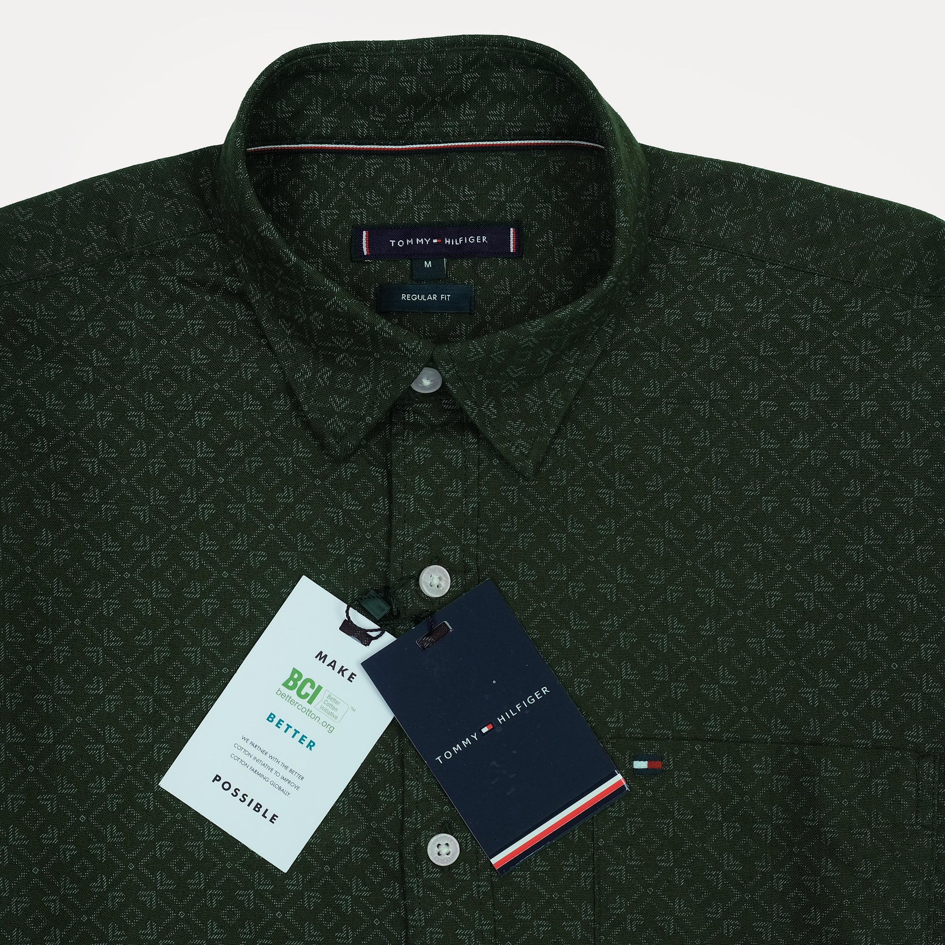 TOMMY HILFIGER Emerald Shadow Regular Fit Long Sleeve Textured Button-Up Shirt