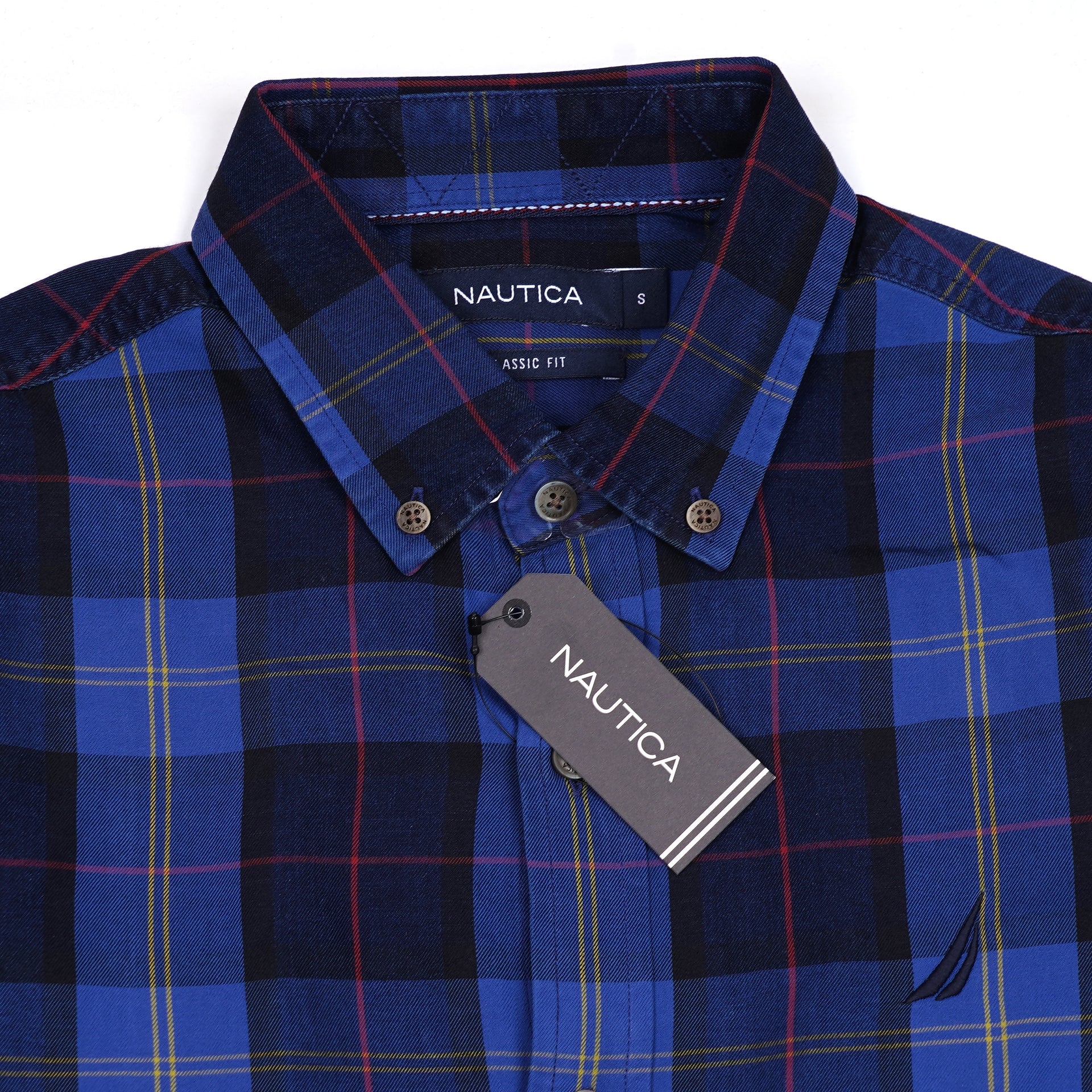 NAUTICA Oceanic Teal Tailored Fit Long Sleeve Flannel Shirt