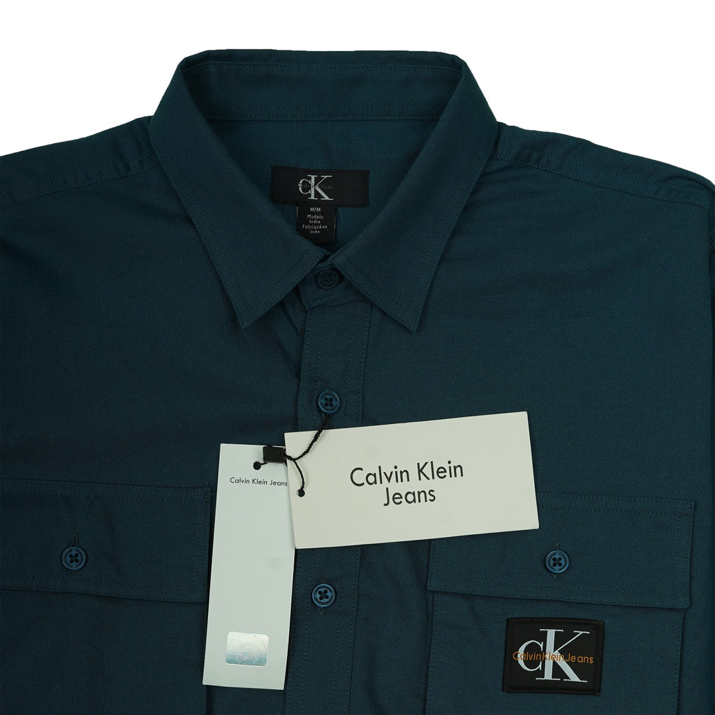 CALVIN KLEIN Deep Lagoon Relaxed Fit Long Sleeve Utility Shirt