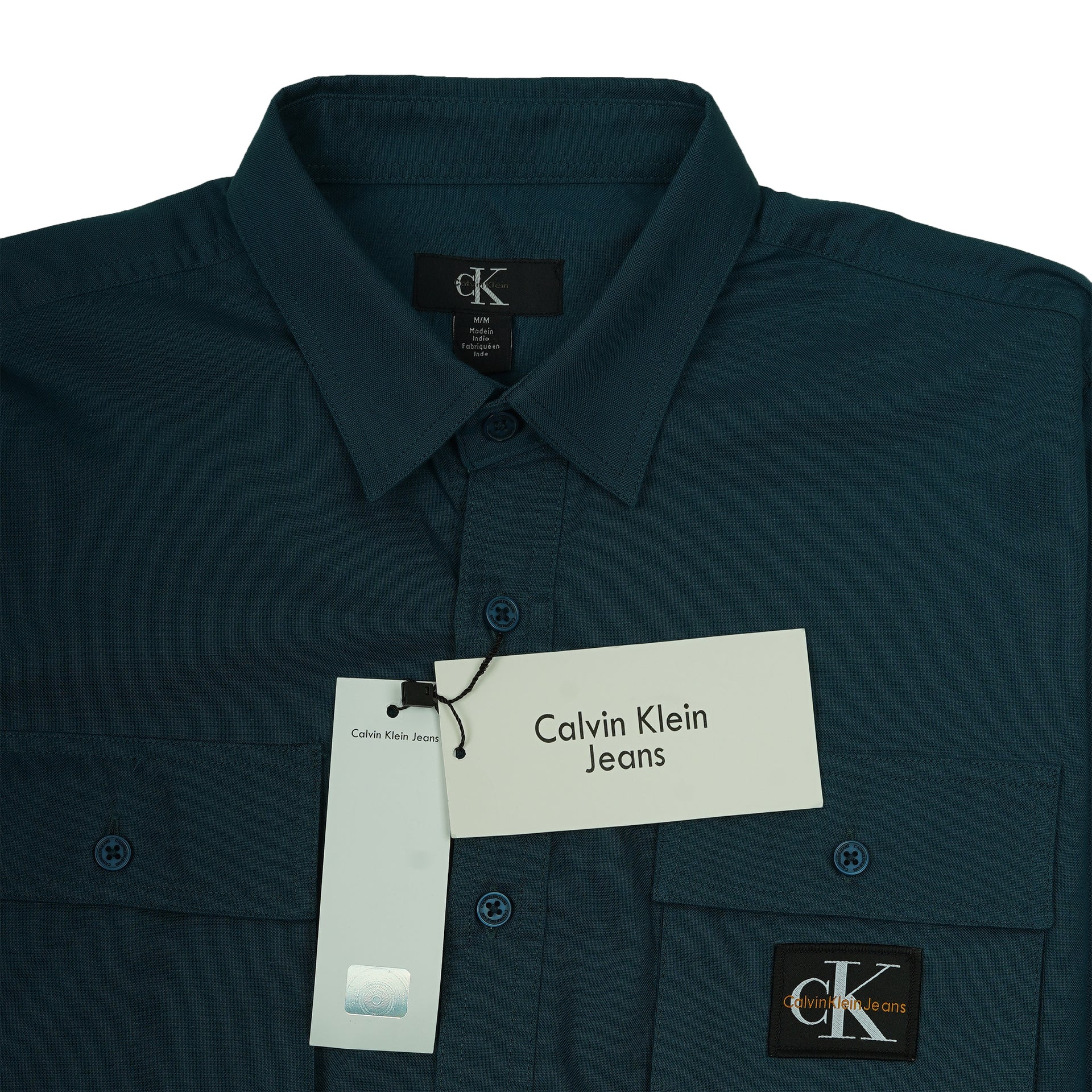 CALVIN KLEIN Deep Lagoon Relaxed Fit Long Sleeve Utility Shirt