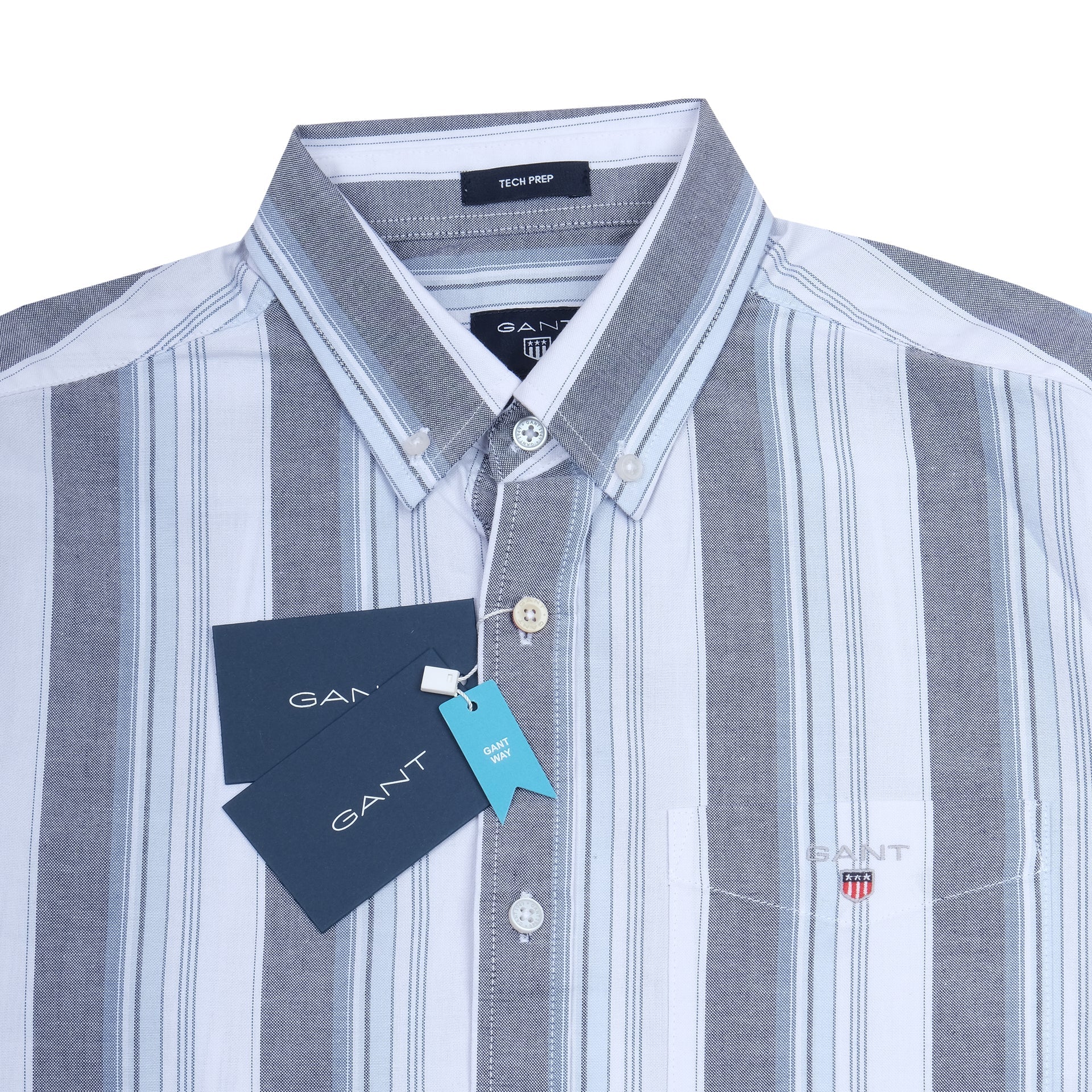 GANT Silver Mist Striped Classic Fit Long Sleeve Button-Up Shirt