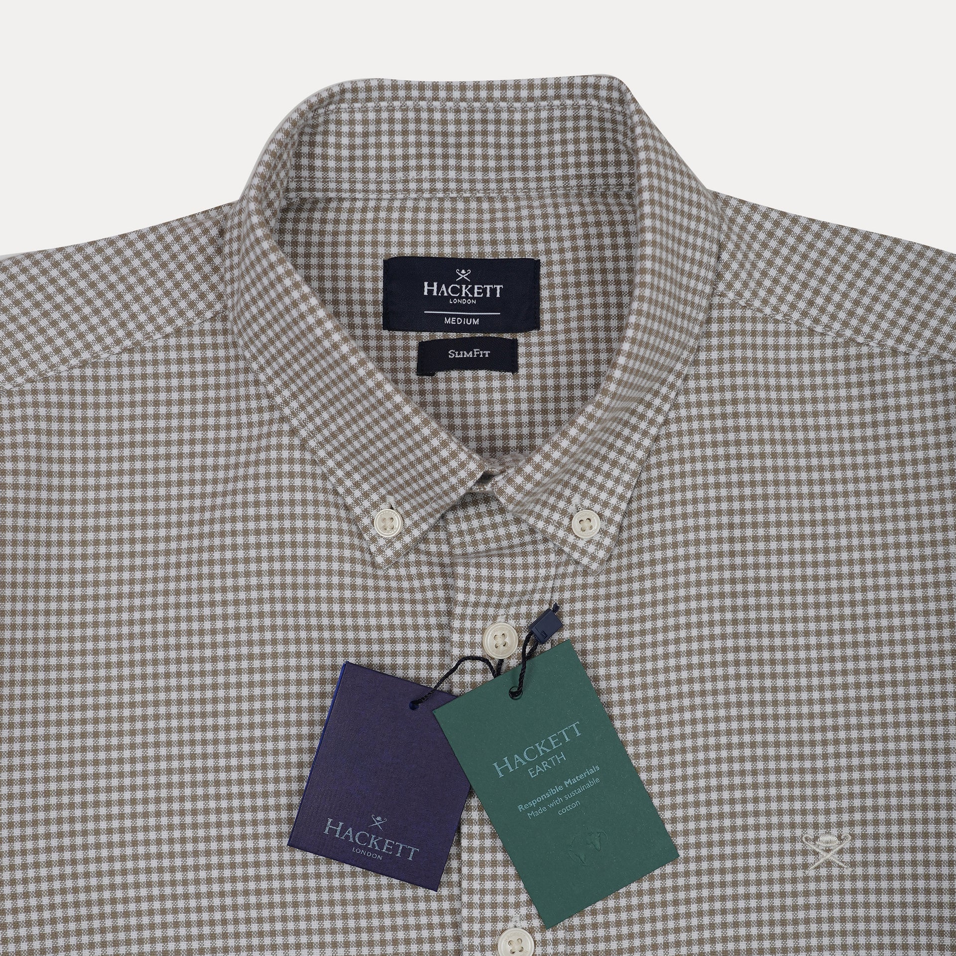 HACKETT Slate Storm Slim Fit Long Sleeve Gingham Shirt