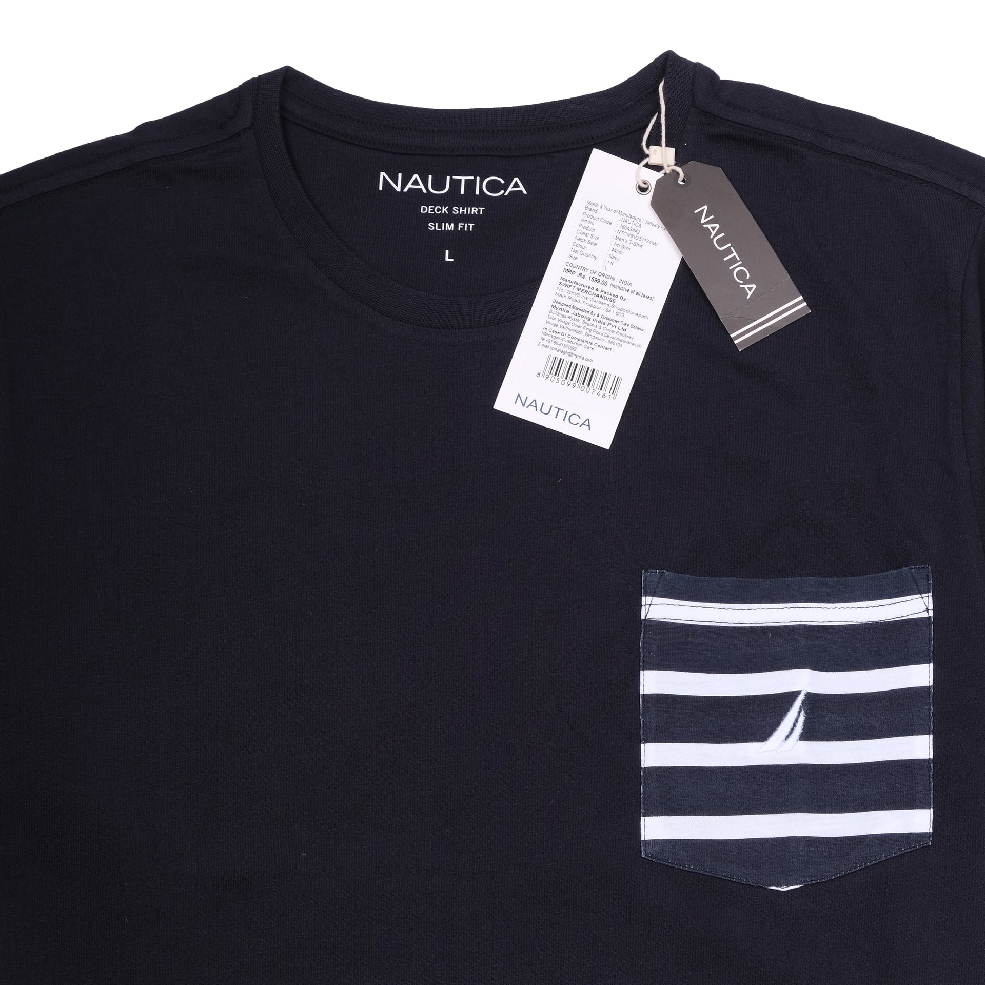 NAUTICA Deep Sea Slim Fit Striped Pocket Tee