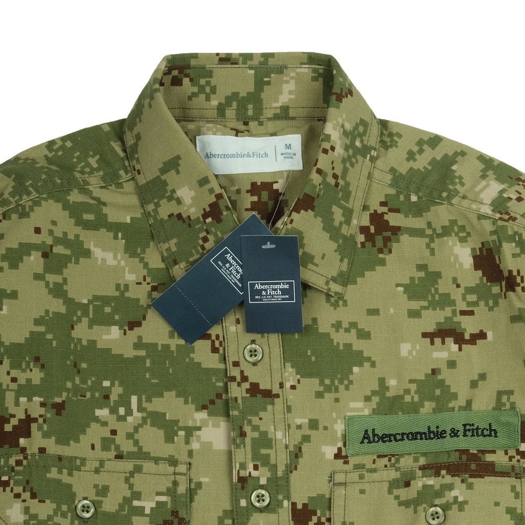 ABERCROMBIE & FITCH Lush Sage Utility Classic Fit Long Sleeve Shirt