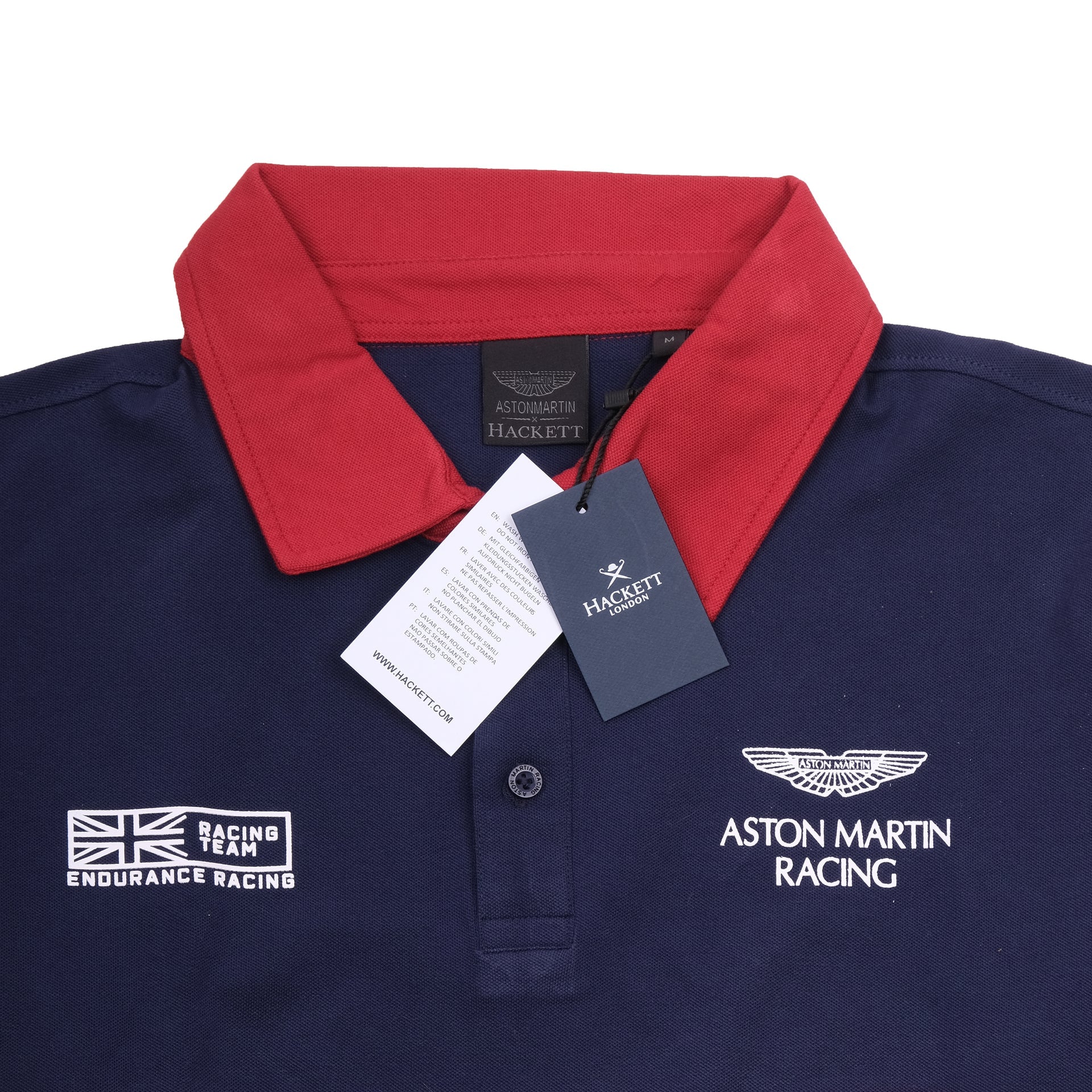 HACKETT Raging Navy and Crimson Color Block Slim Fit Polo Shirt