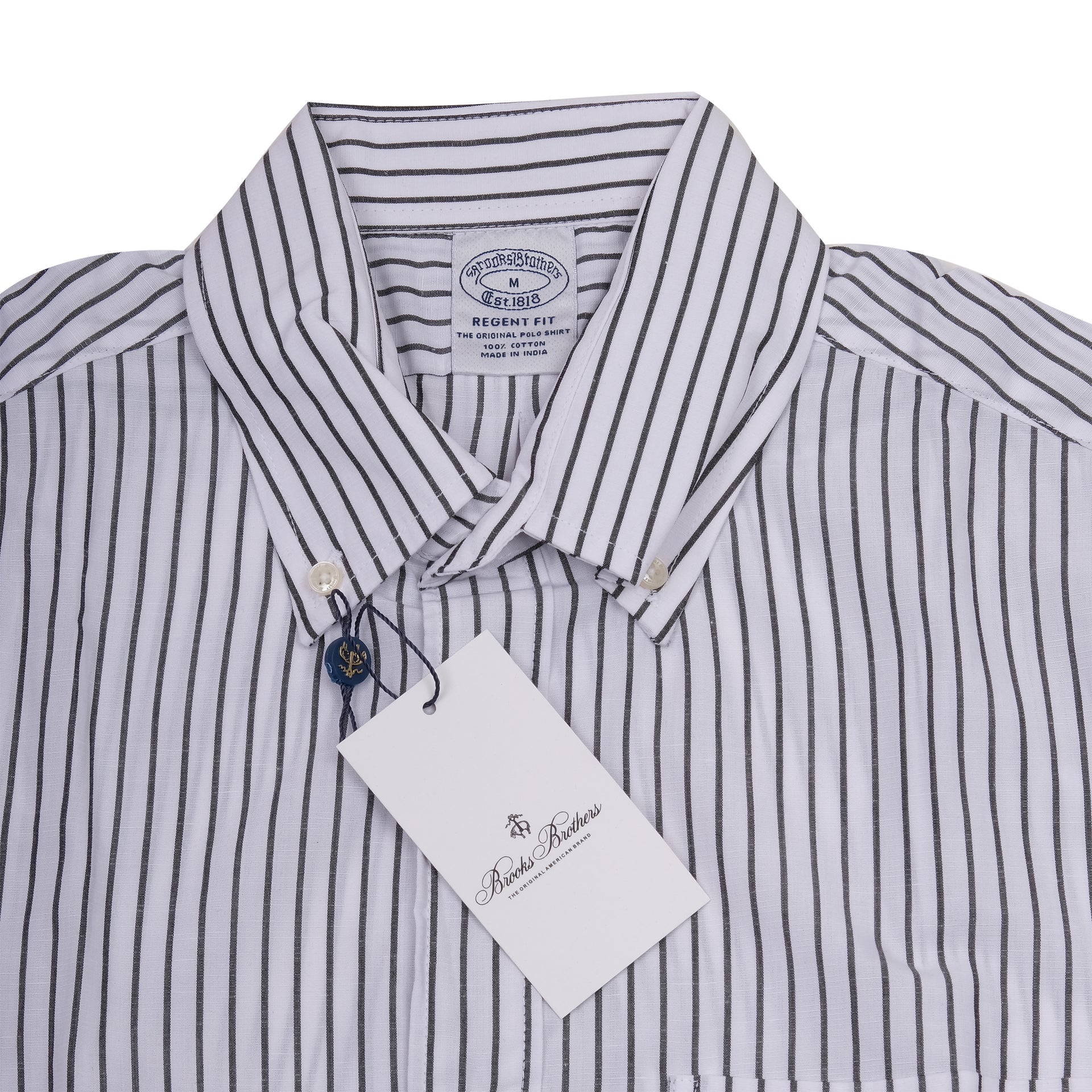 BROOKS BROTHERS Oceanic Sapphire Regal Fit Long Sleeve Striped Dress Shirt with Crest