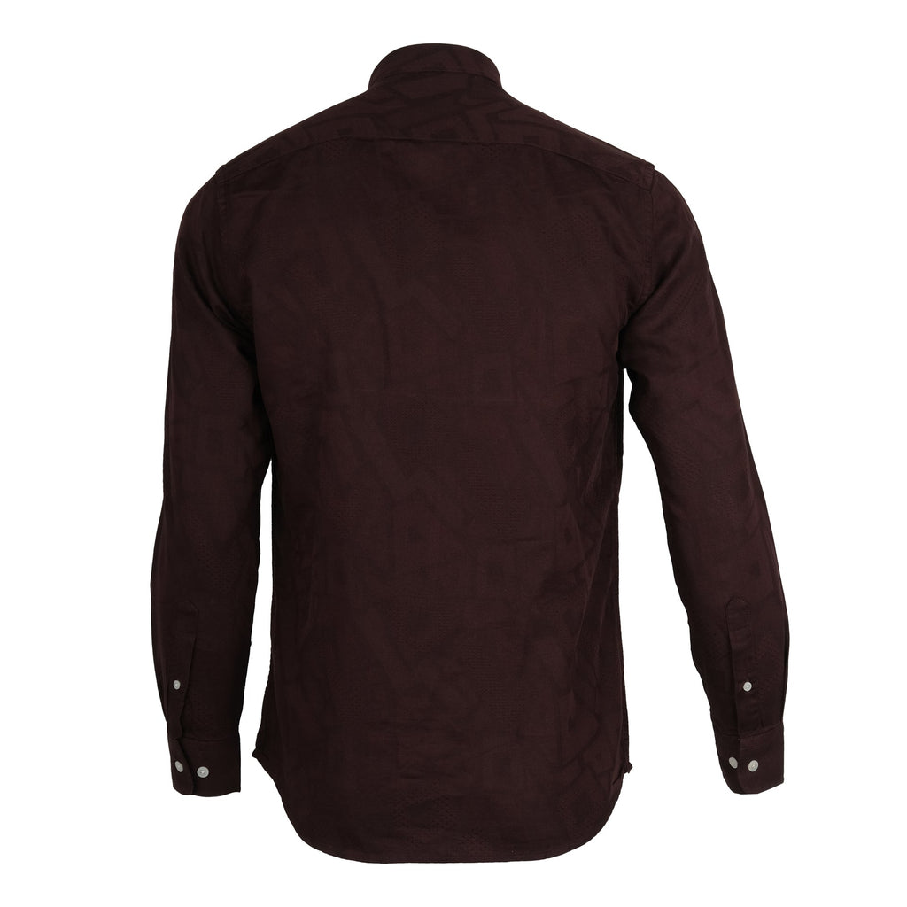 TOMMY HILFIGER Burgundy Wine Modern Fit Patterned Long Sleeve Shirt