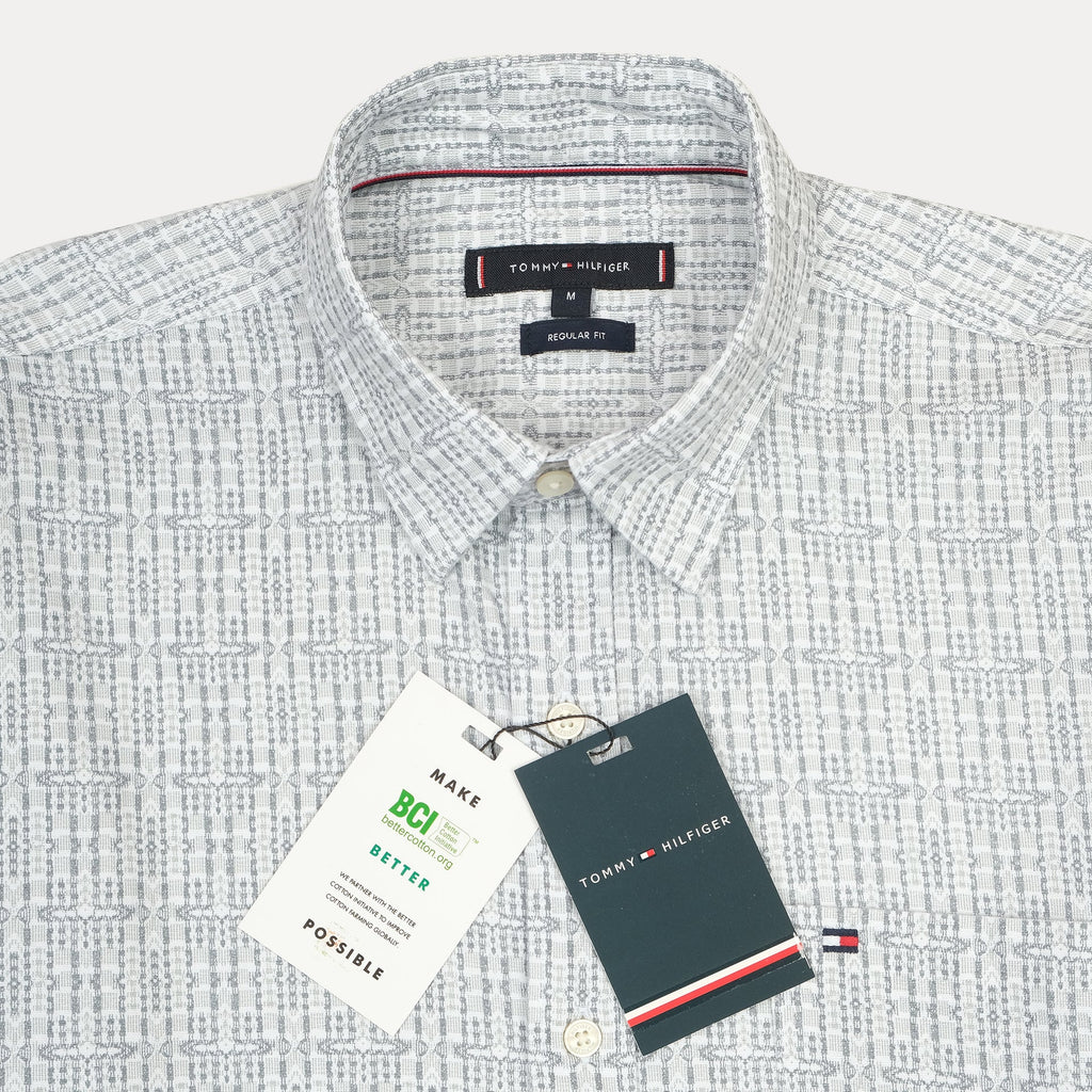 TOMMY HILFIGER Twilight Quartz Tailored Fit Long Sleeve Button-Up Shirt