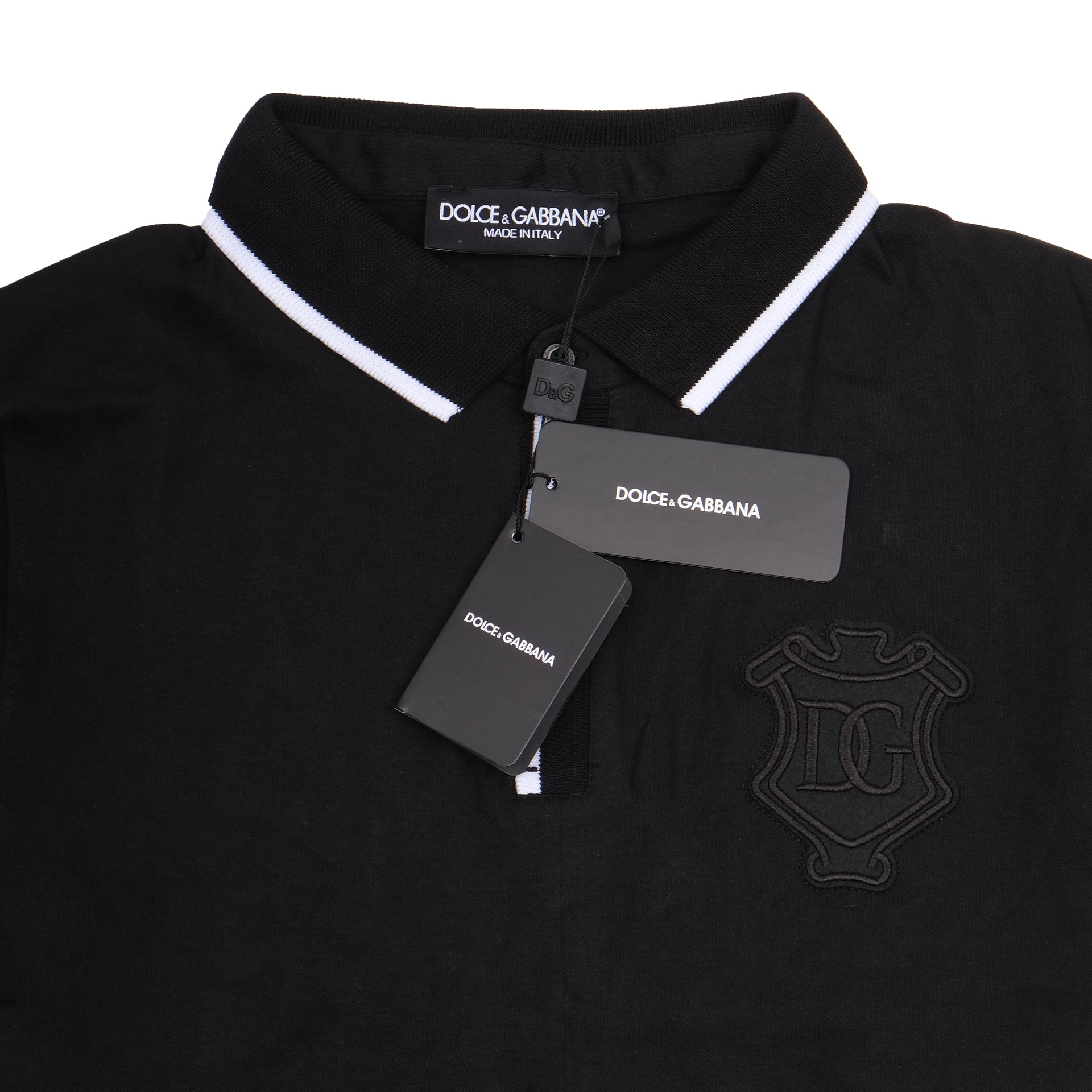 DOLCE&GABBANA Midnight Noir Classic Fit Polo Shirt with Contrast Trim