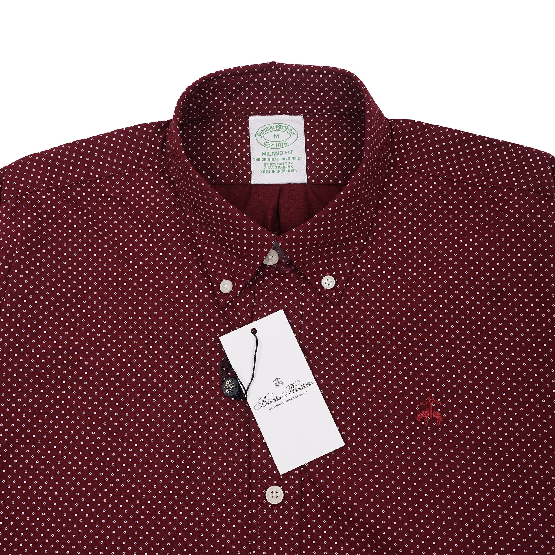 BROOKS BROTHERS Opulent Merlot Tailored Fit Long Sleeve Button-Up Shirt