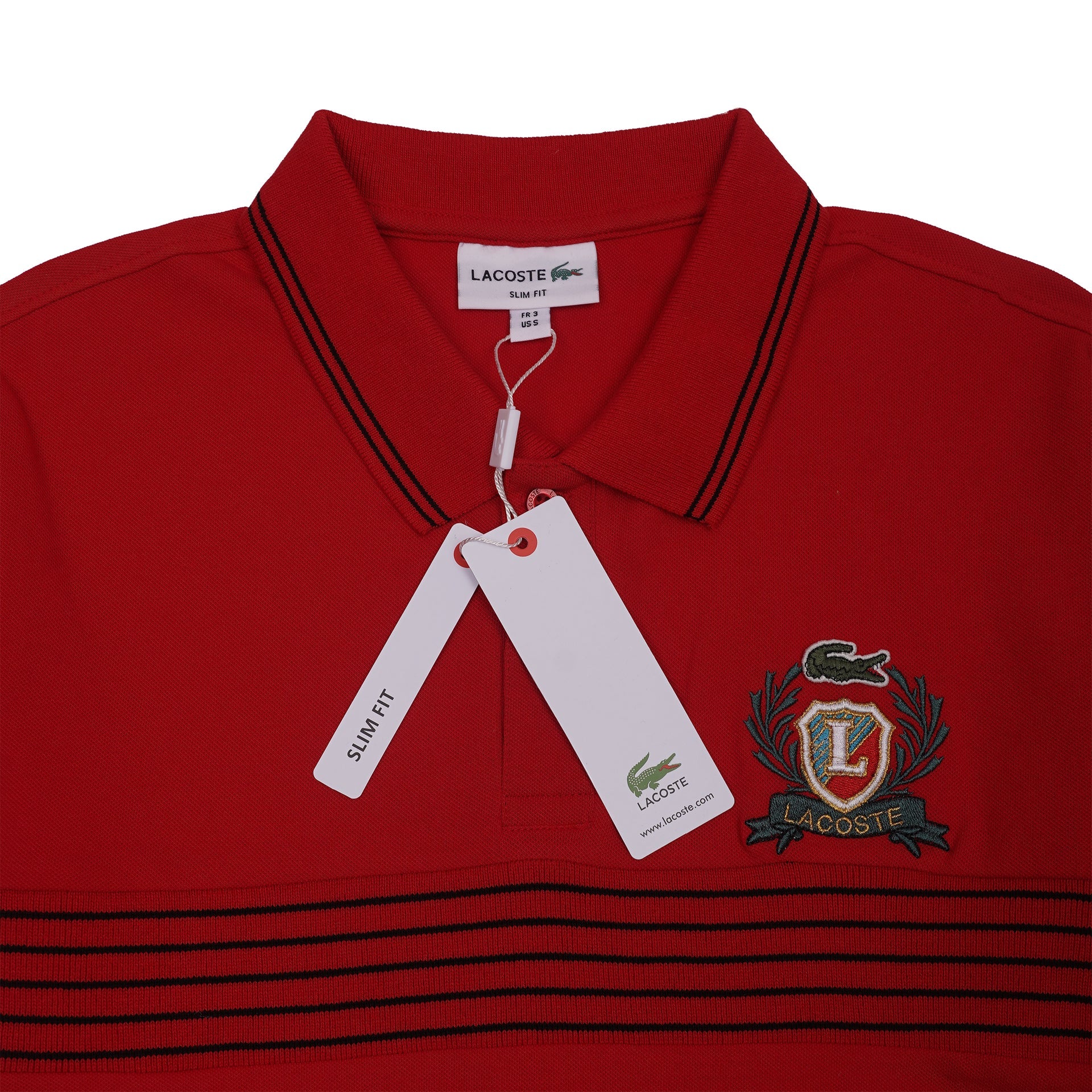 LACOSTE Radiant Crimson Tailored Fit Short Sleeve Piqué Polo Shirt