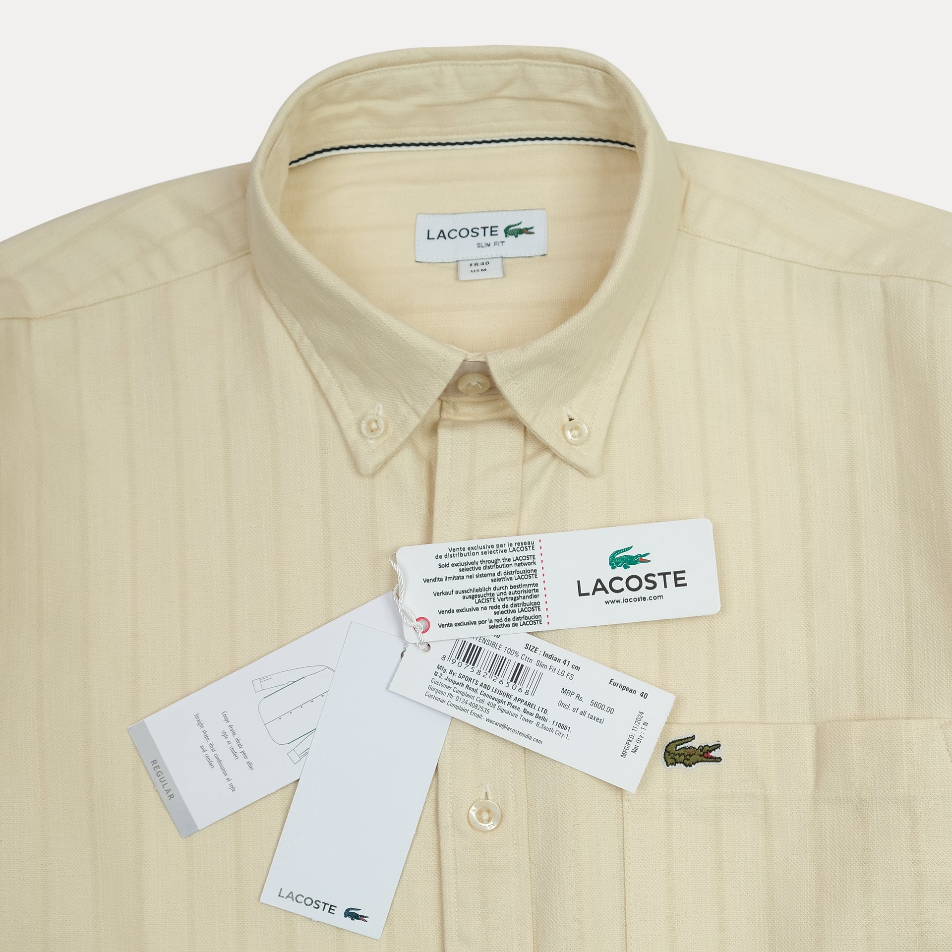 Lacoste Slim Fit Striped Button-Up Shirt