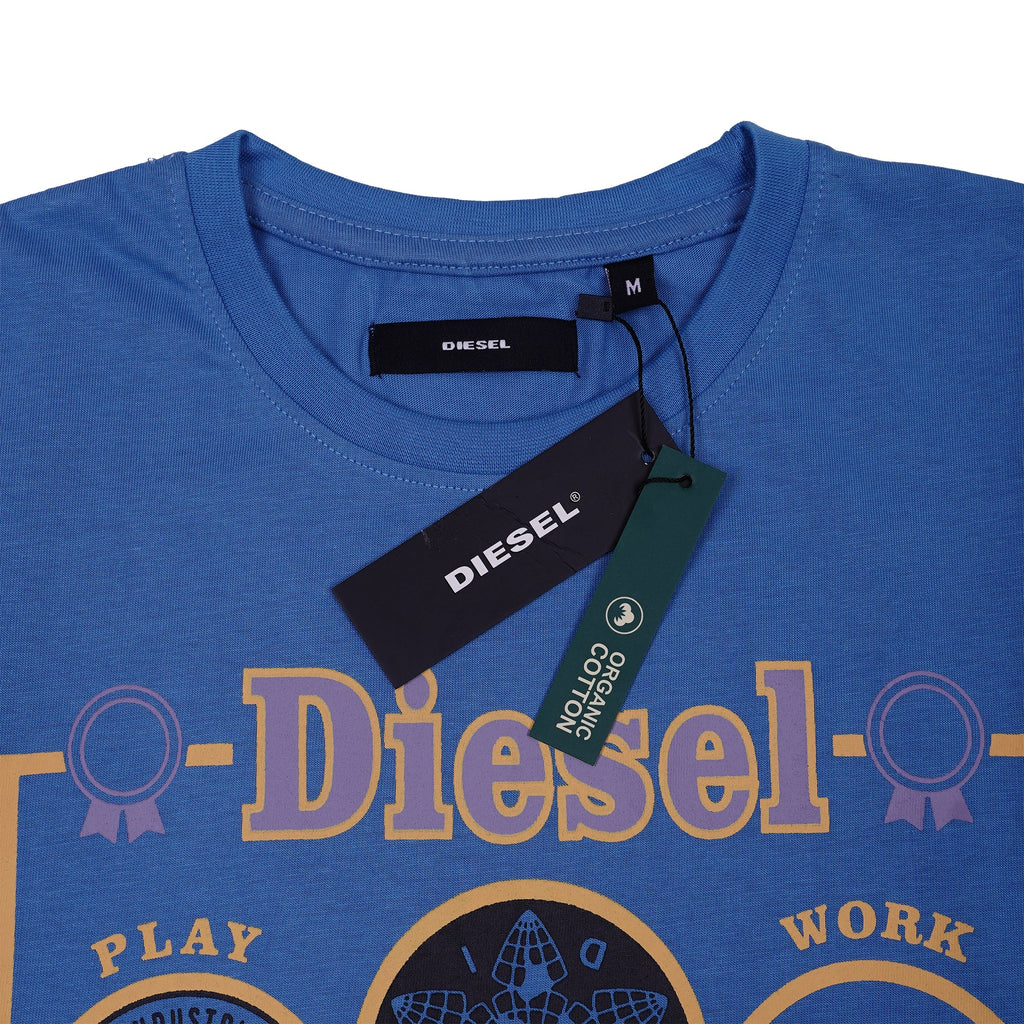DIESEL Luminous Sapphire Relaxed Fit Short Sleeve Graphic Tee