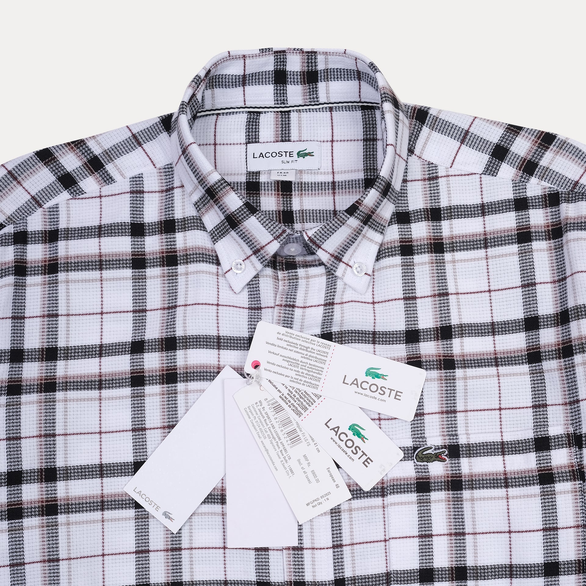 Lacoste Classic Fit Plaid Button-Up Shirt
