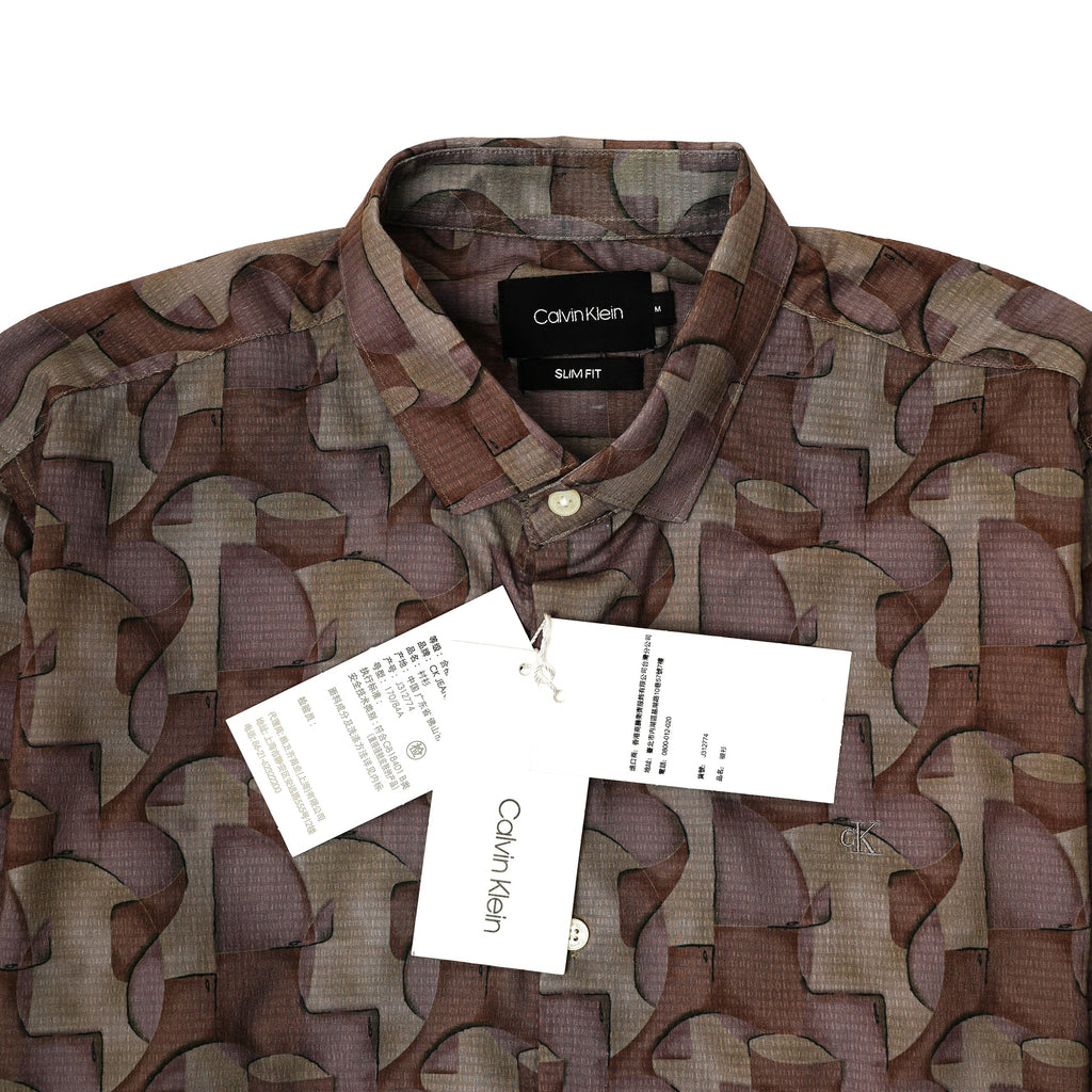 CALVIN KLEIN Prismatic Pearl Modern Fit Long Sleeve Button-Up Shirt