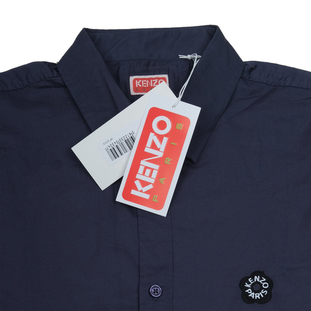 KENZO Oceanic Abyss Tailored Fit Long Sleeve Button-Up Shirt with Logo