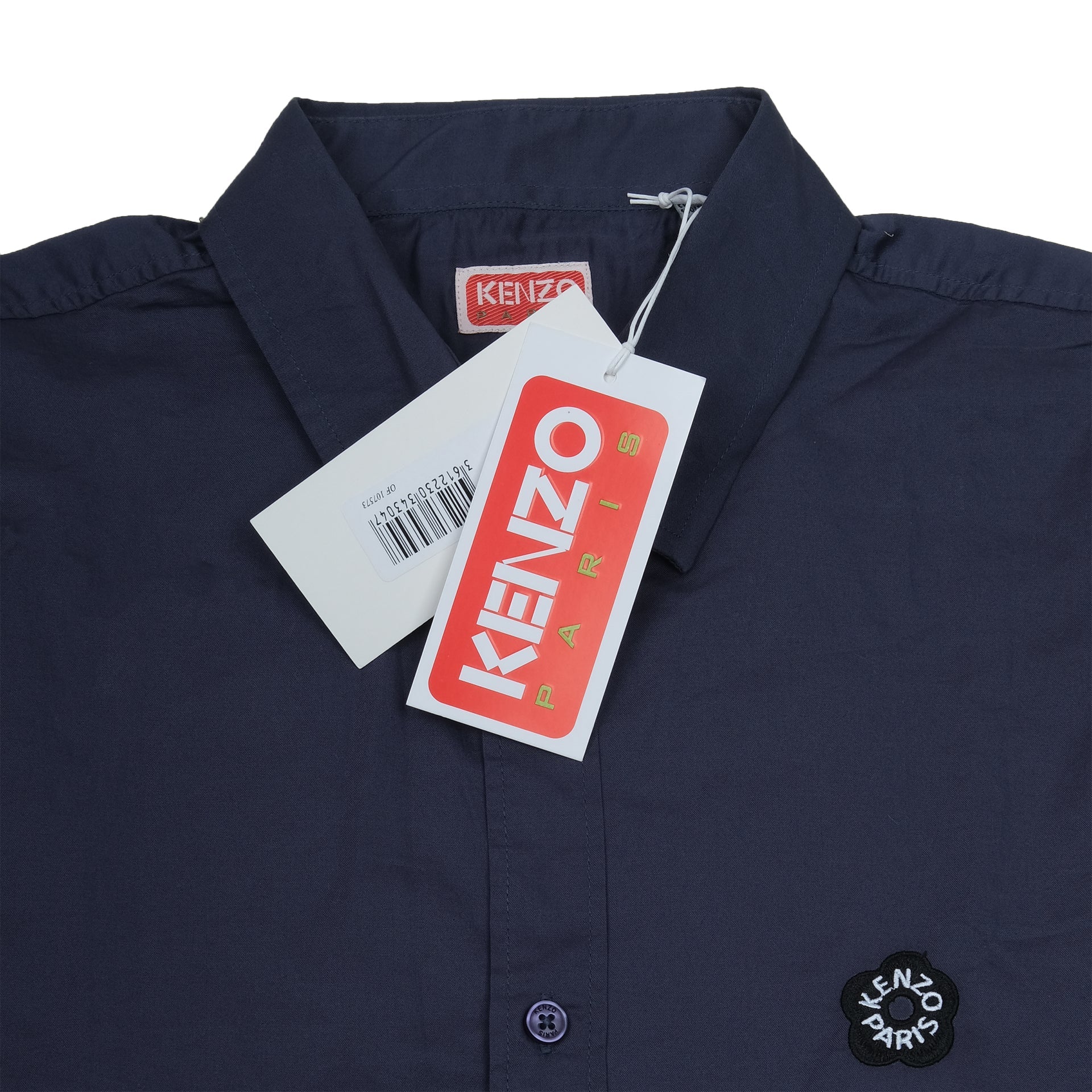 KENZO Oceanic Abyss Tailored Fit Long Sleeve Button-Up Shirt with Logo