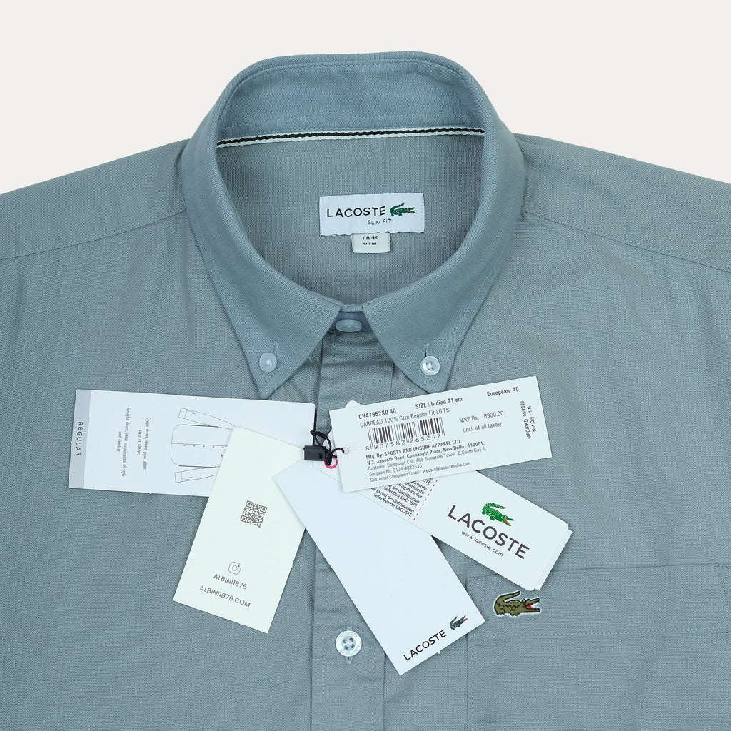 LACOSTE Tranquil Teal Classic Fit Long Sleeve Button-Up Shirt