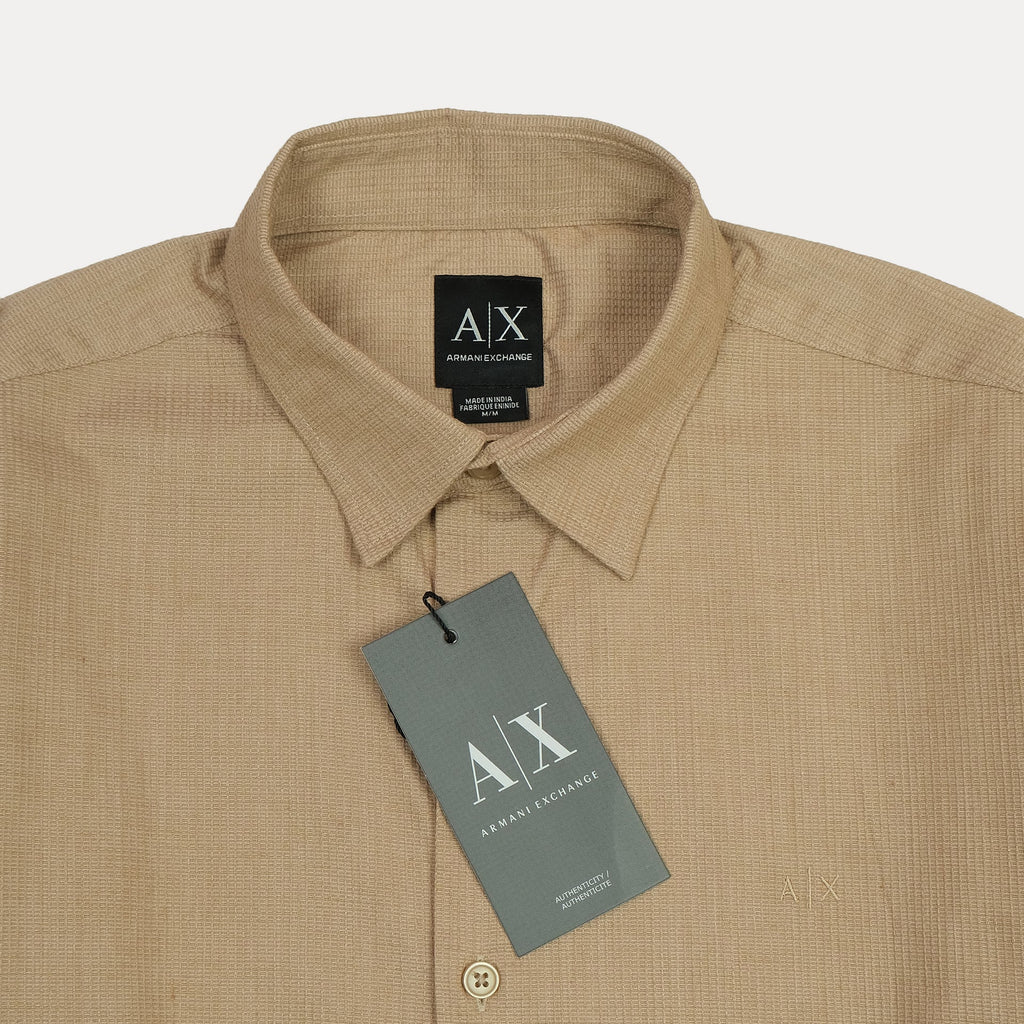 ARMANI EXCHANGE Sunbeam Tan Relaxed Fit Long Sleeve Button-Up Shirt