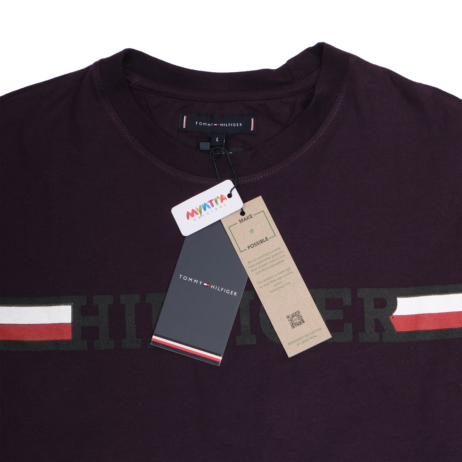 TOMMY HILFIGER Rich Merlot Classic Fit Short Sleeve Logo Tee