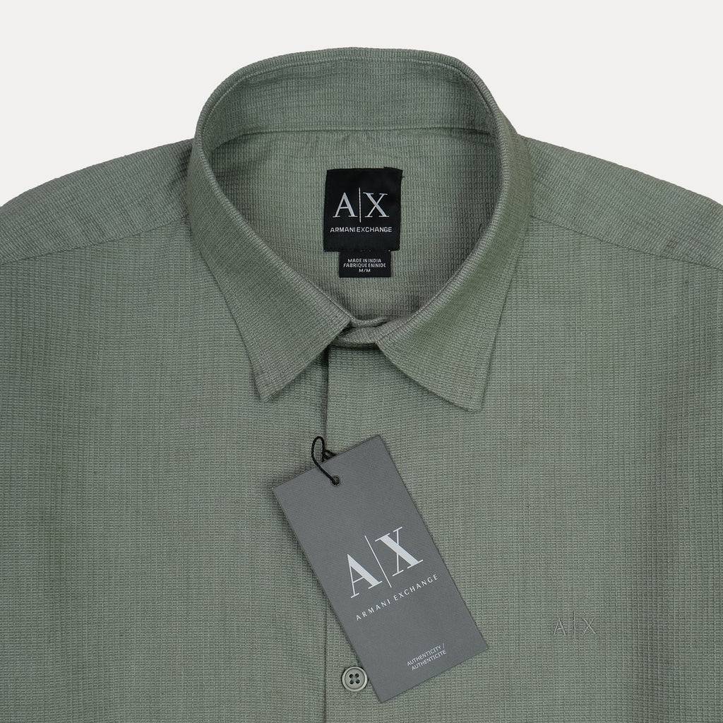 ARMANI EXCHANGE Enchanted Moss Slim Fit Long Sleeve Textured Shirt