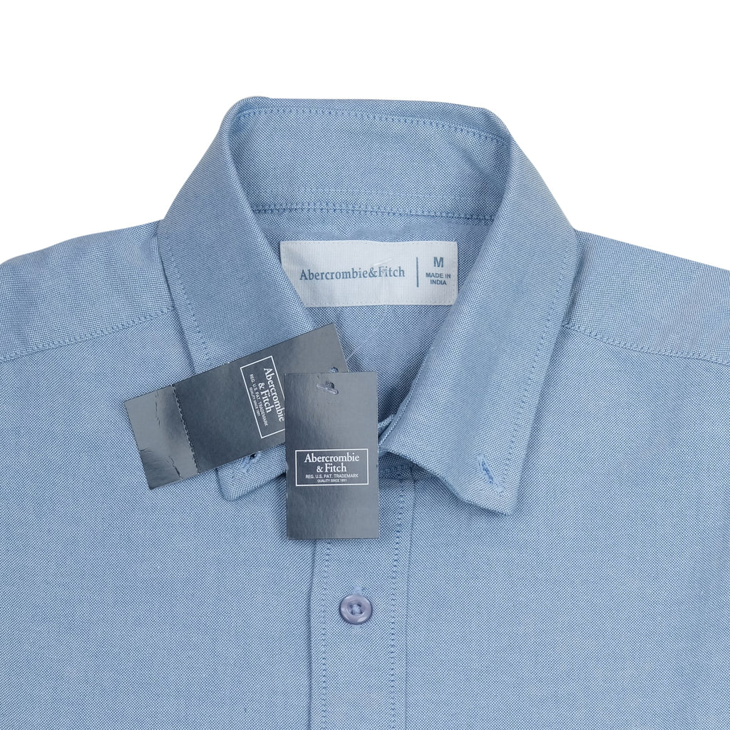 ABERCROMBIE & FITCH Tranquil Aqua Classic Fit Long Sleeve Embroidered Button-Up Shirt