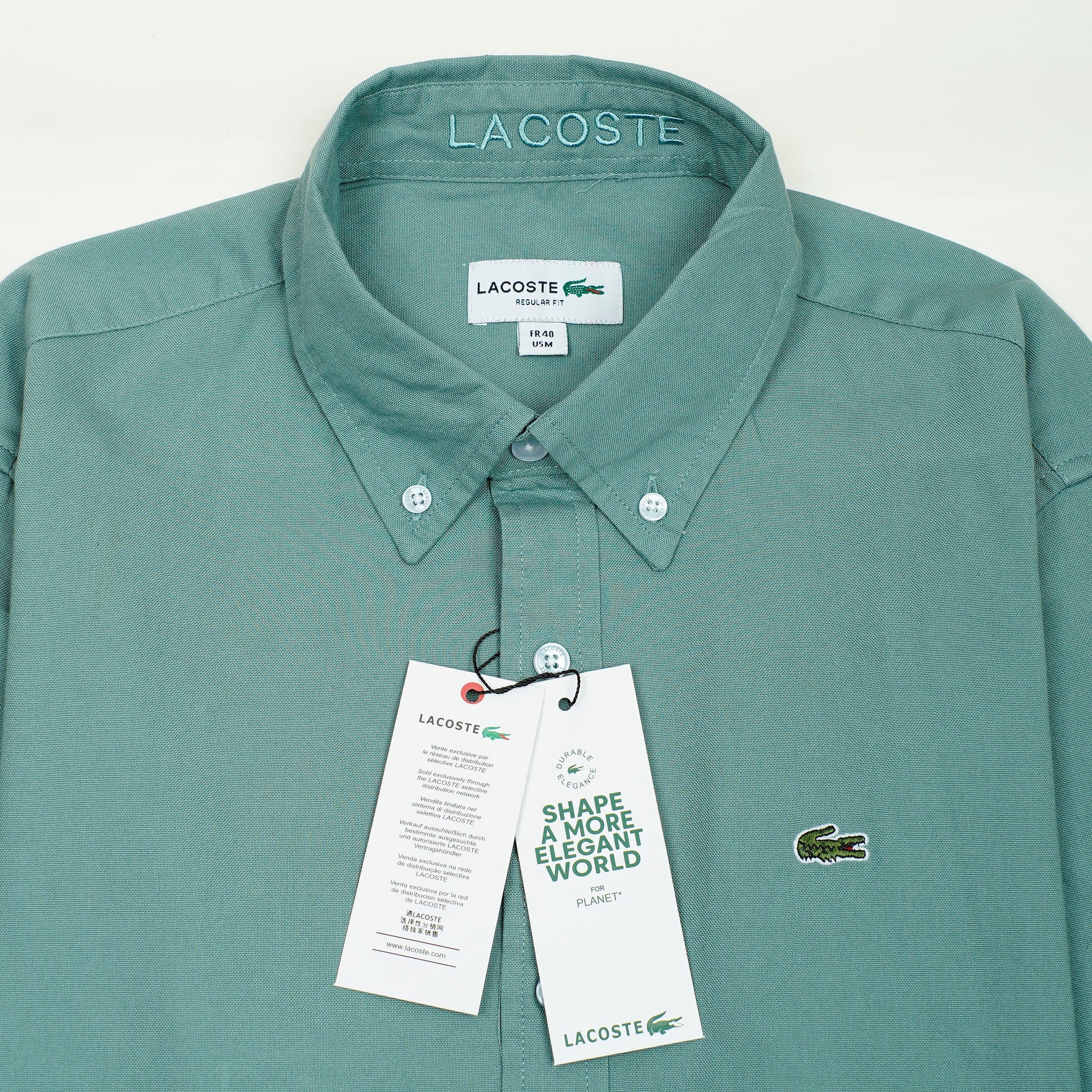 LACOSTE Opulent Teal Classic Fit Long Sleeve Button-Down Shirt