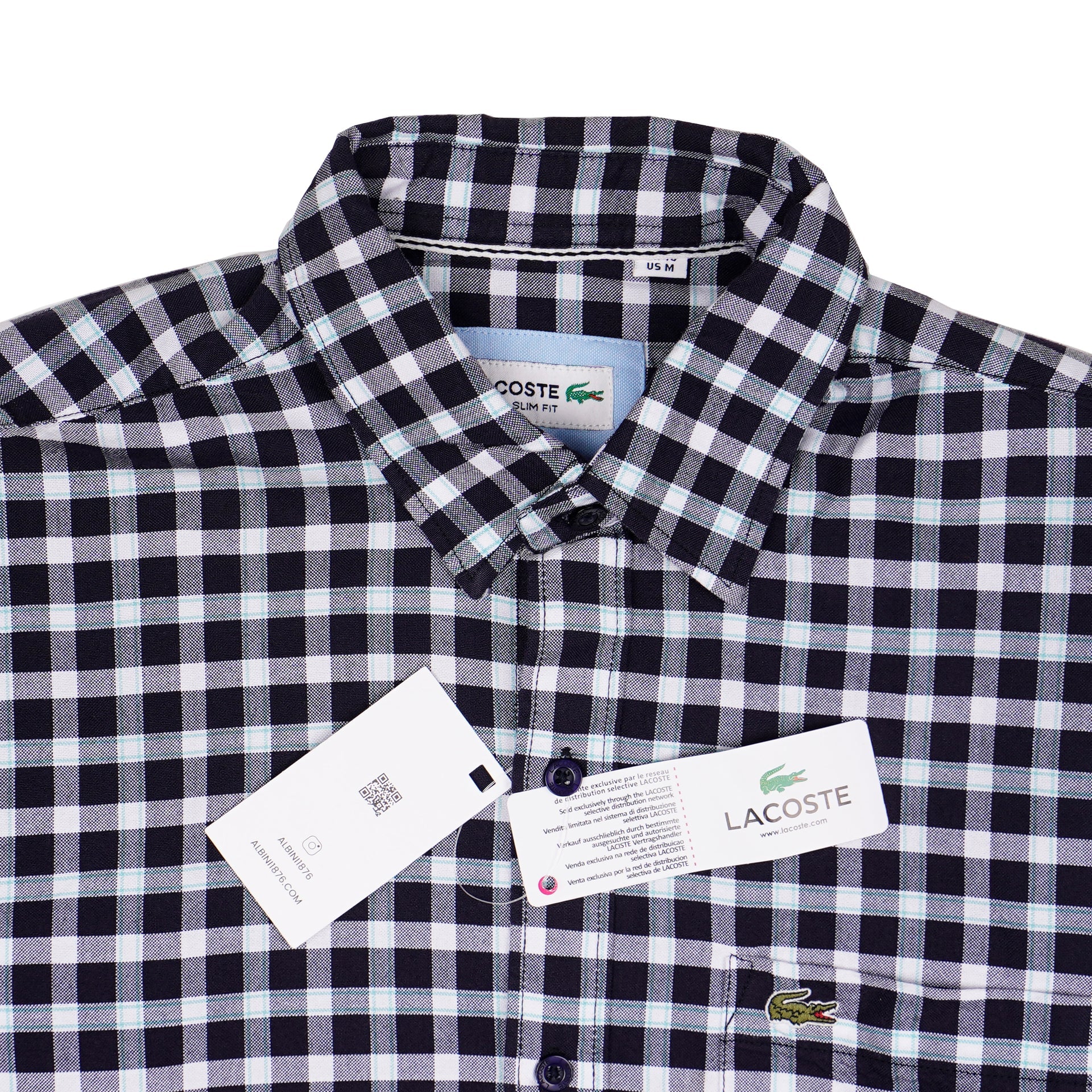 LACOSTE Lucent Sable Umber Tailored Fit Long Sleeve Check Shirt