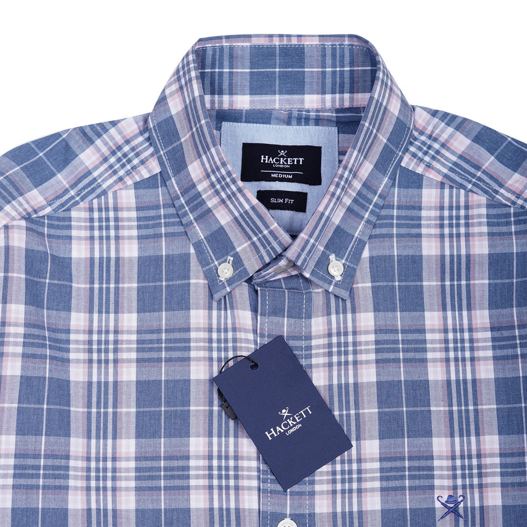 HACKETT Serene Aqua Slim Fit Long Sleeve Check Shirt
