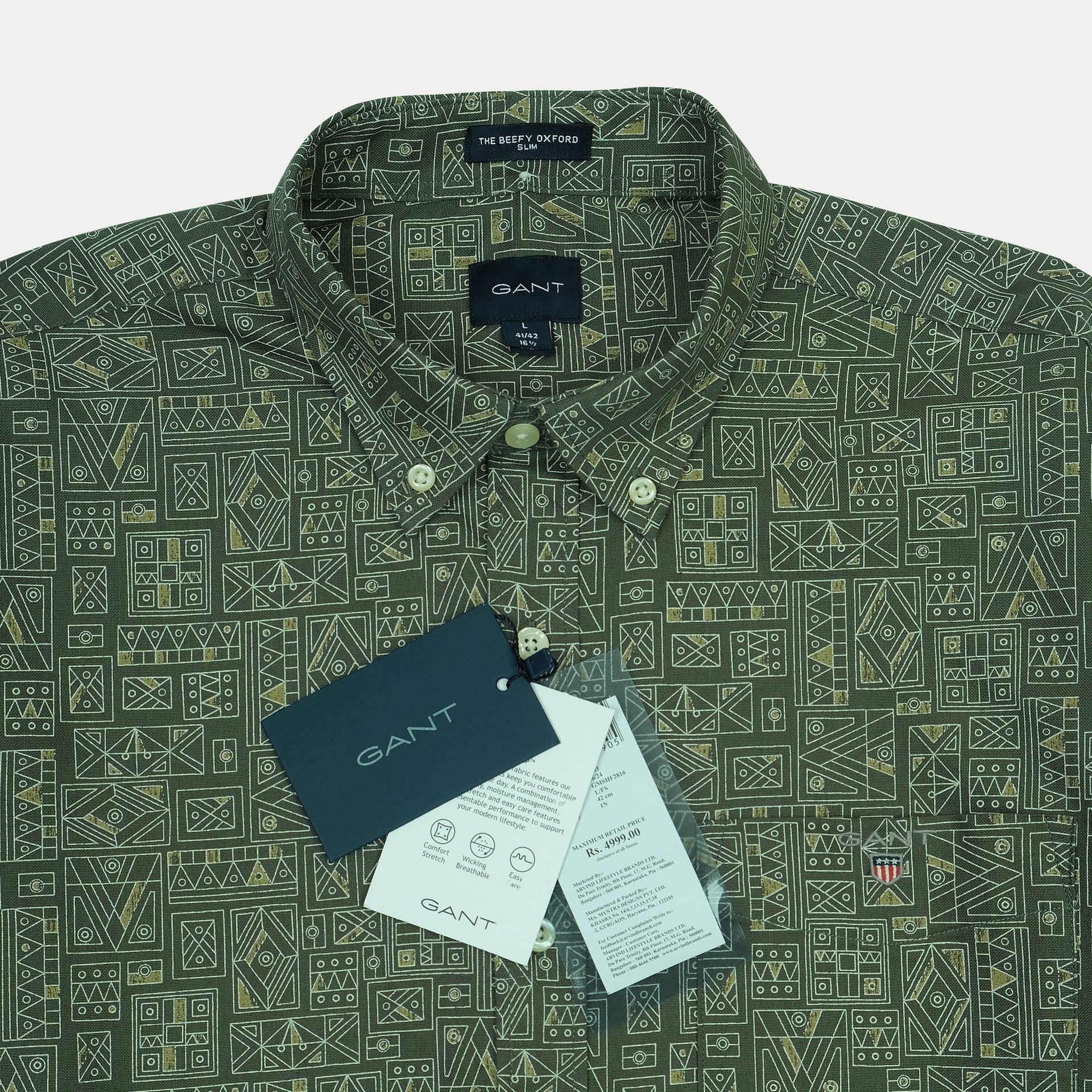 GANT Mystic Fern Tailored Fit Long Sleeve Button-Up Shirt