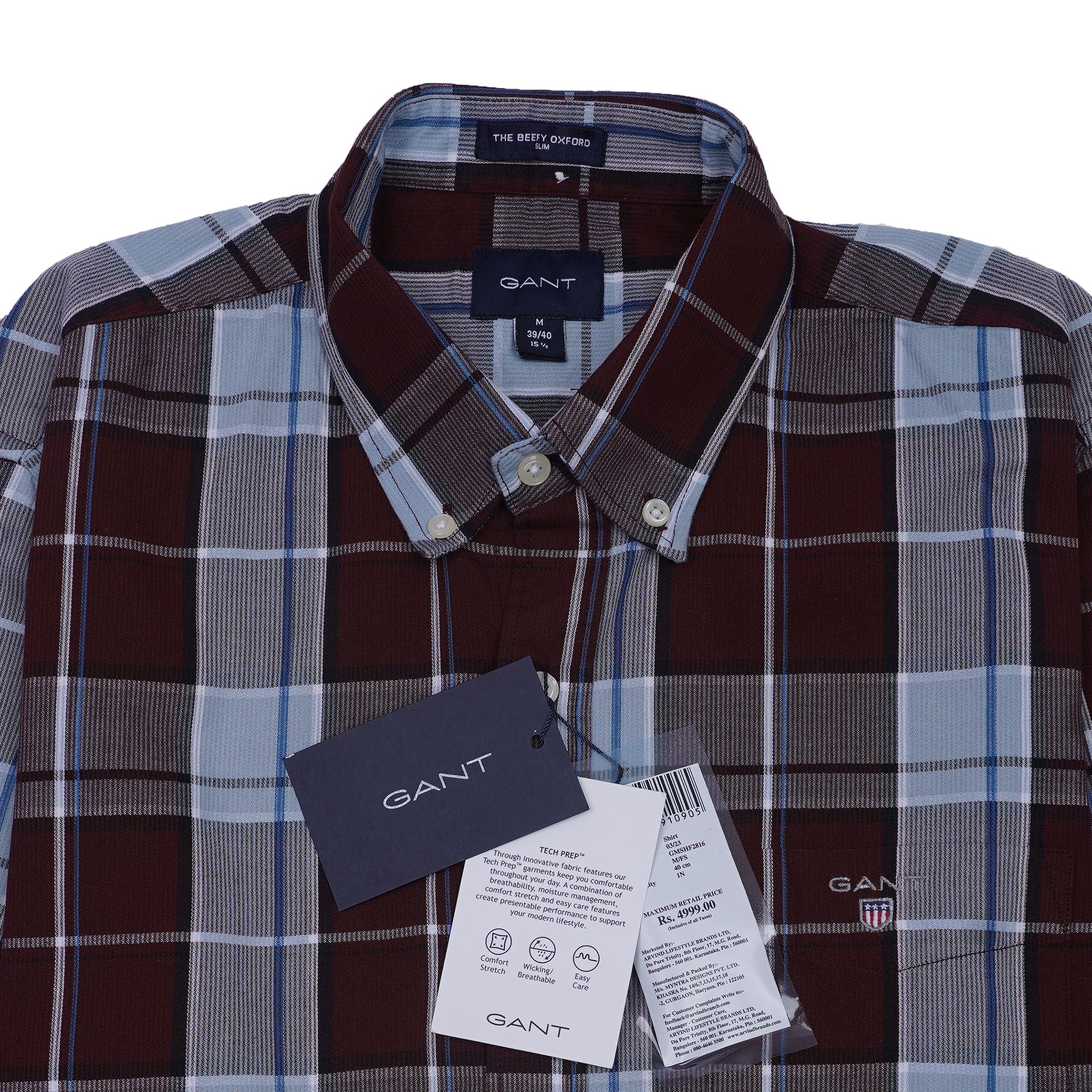 GANT Nebulous Teal Tailored Fit Long Sleeve Oxford Shirt