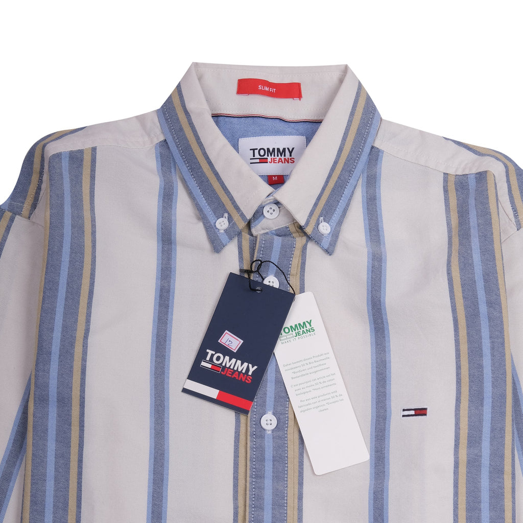 TOMMY JEANS Ocean Mist Tailored Fit Long Sleeve Striped Shirt