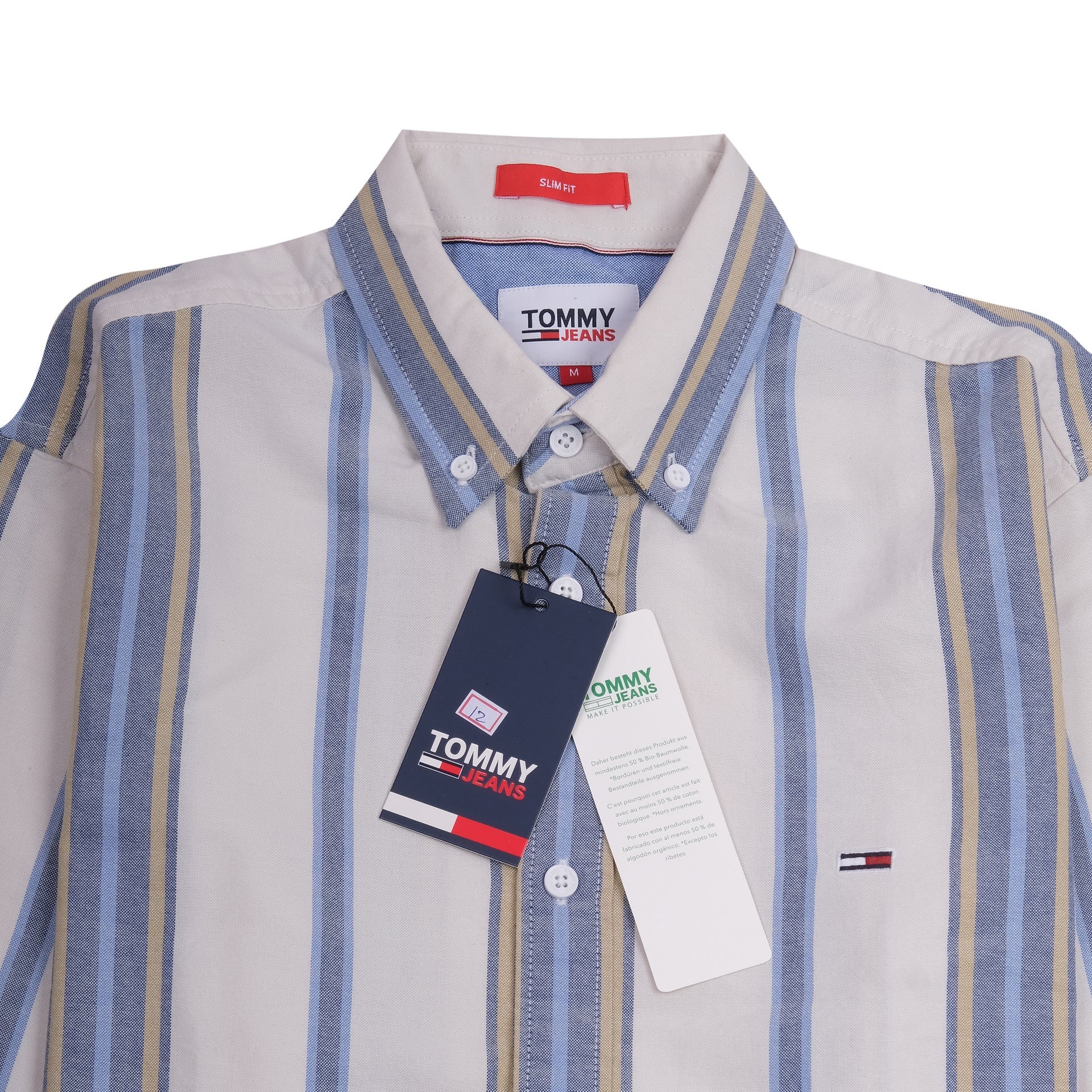 TOMMY JEANS Ocean Mist Tailored Fit Long Sleeve Striped Shirt