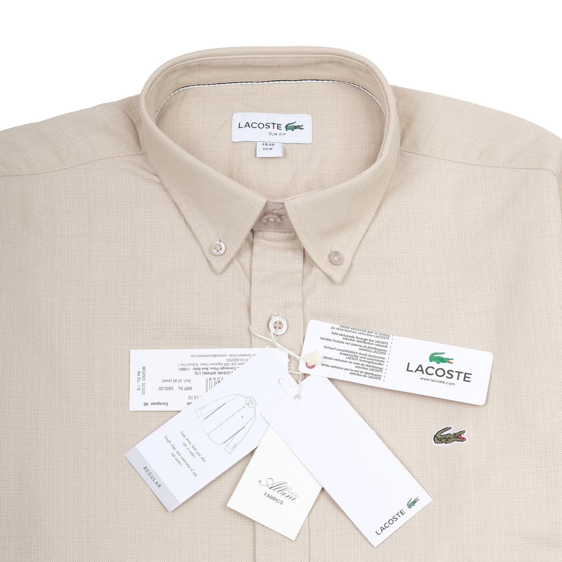 LACOSTE Serene Biscotti Timeless Fit Long Sleeve Button-Down Shirt