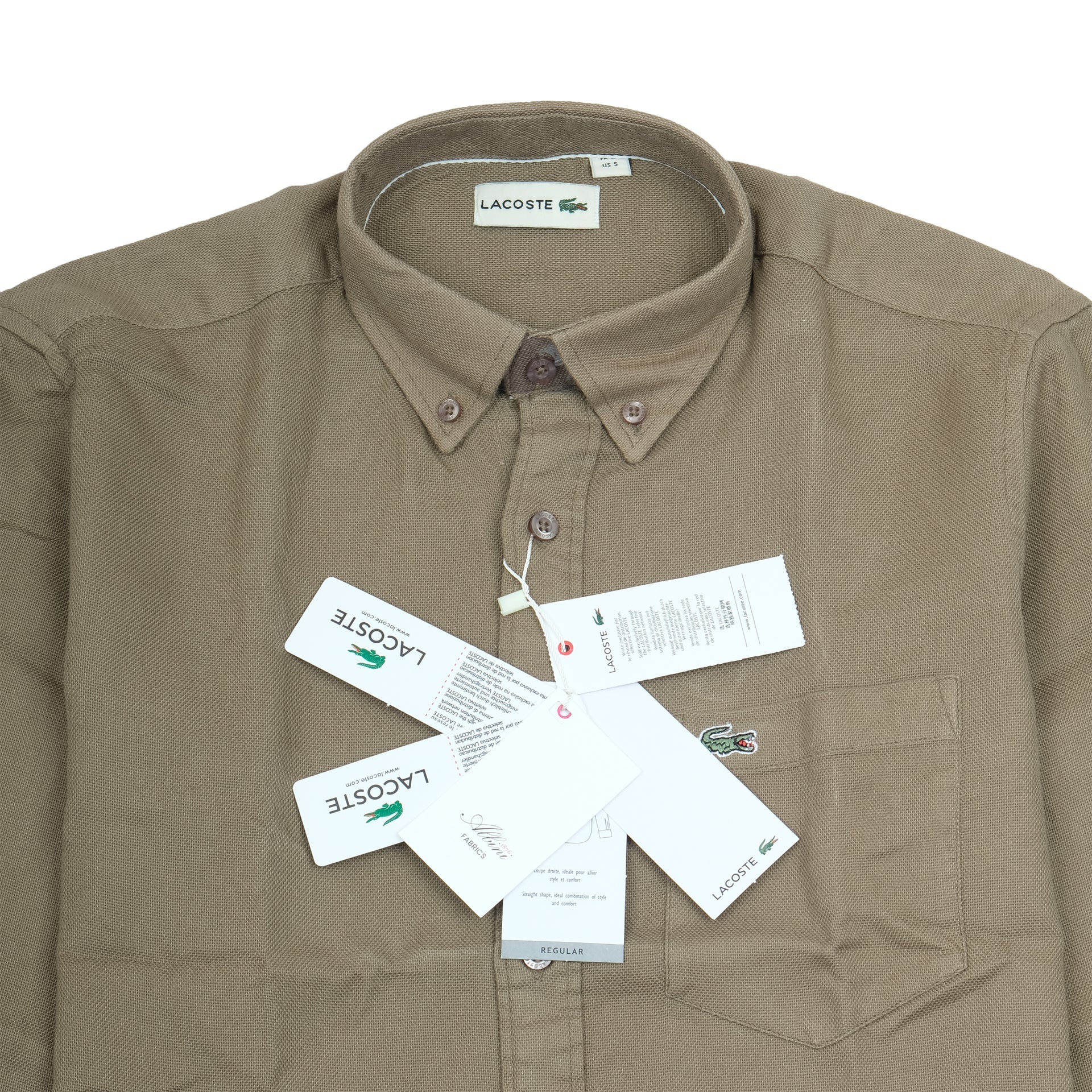 LACOSTE Mossy Olive Classic Fit Button-Up Shirt