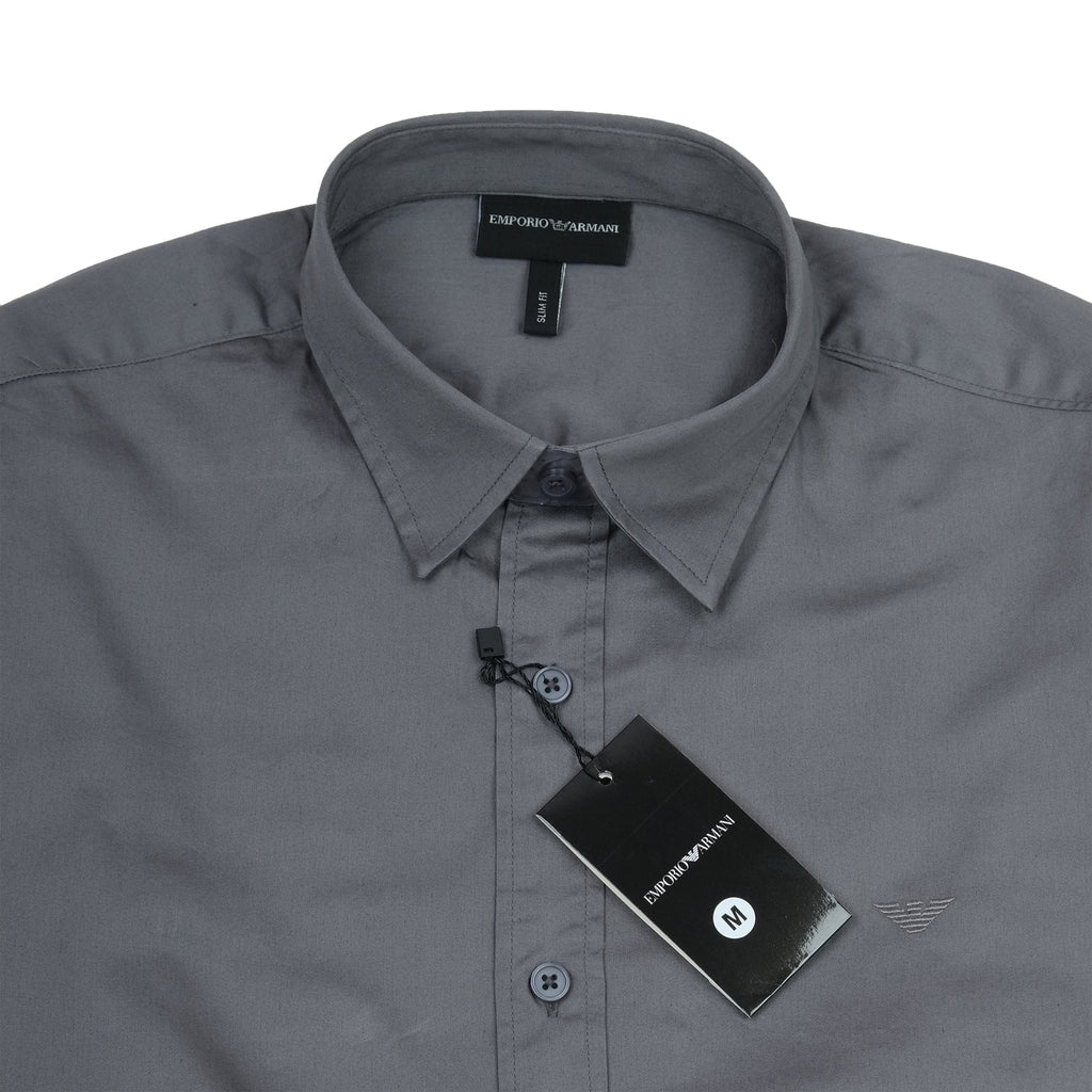 EMPORIO ARMANI Nebula Grey Tailored Fit Long Sleeve Shirt