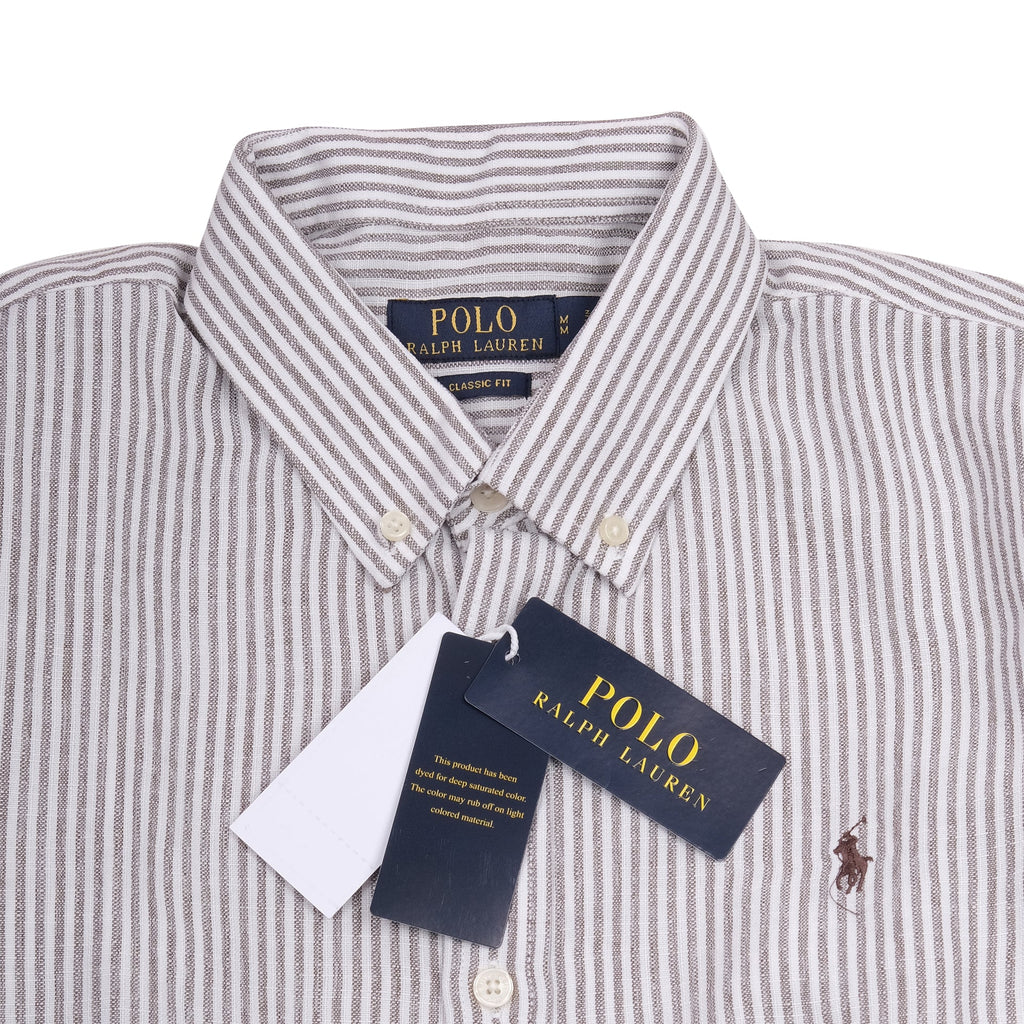 POLO RALPH LAUREN Whispering Fog Classic Fit Long Sleeve Striped Button-Down Shirt