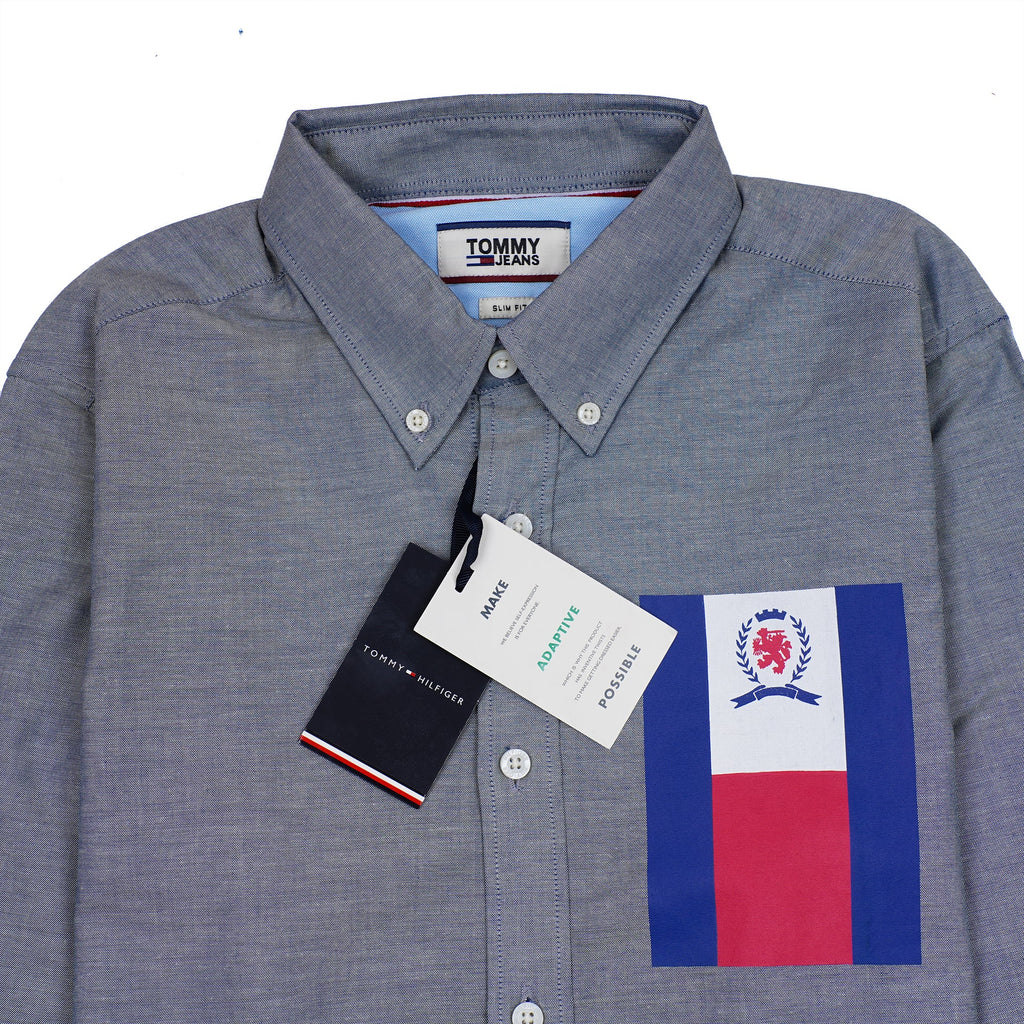 TOMMY JEANS Seraphic Azure Tailored Fit Long Sleeve Button-Up Shirt