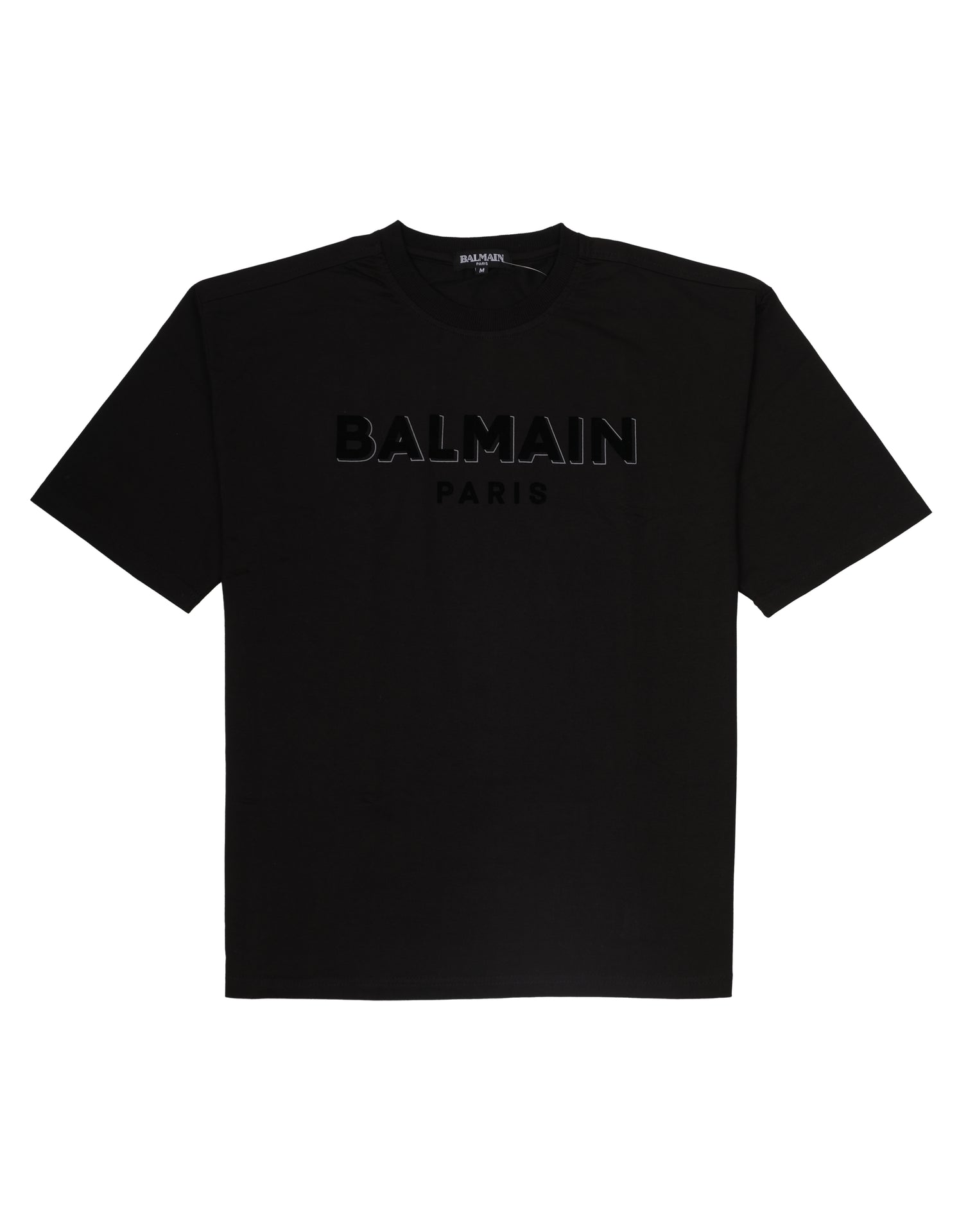 BALMAIN Midnight Noir Luxe Logo Short Sleeve Tee