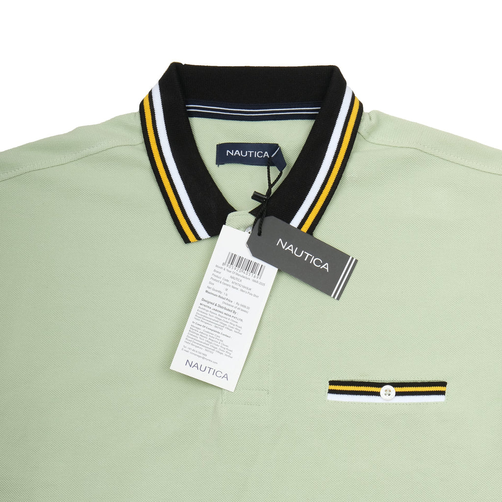 NAUTICA Serene Mint Classic Fit Striped Polo Shirt