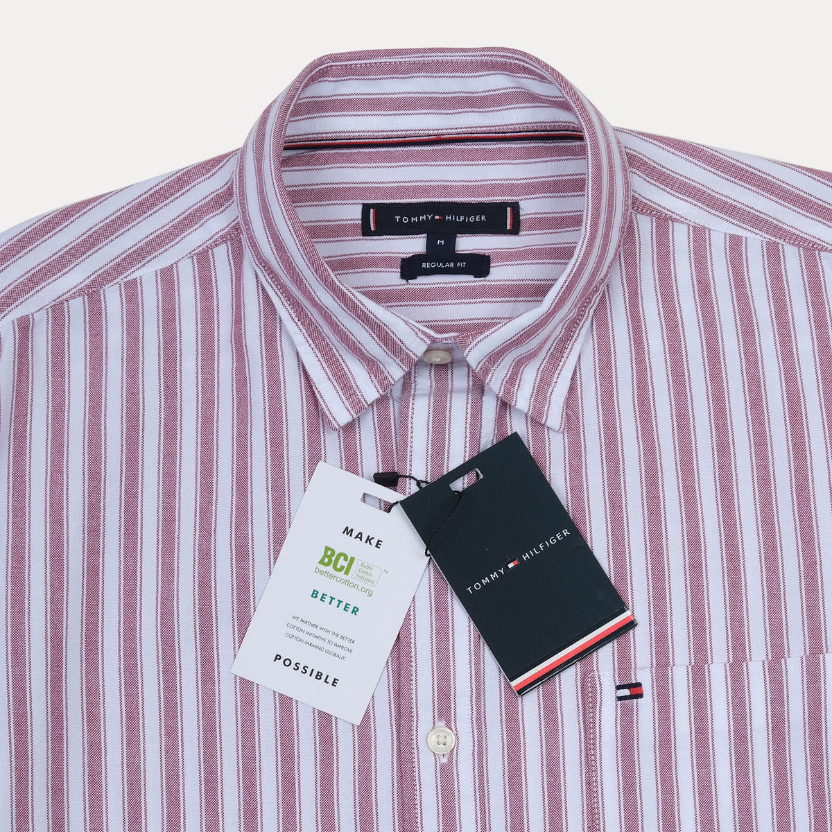 TOMMY HILFIGER Petal Pink Refined Fit Long Sleeve Striped Shirt