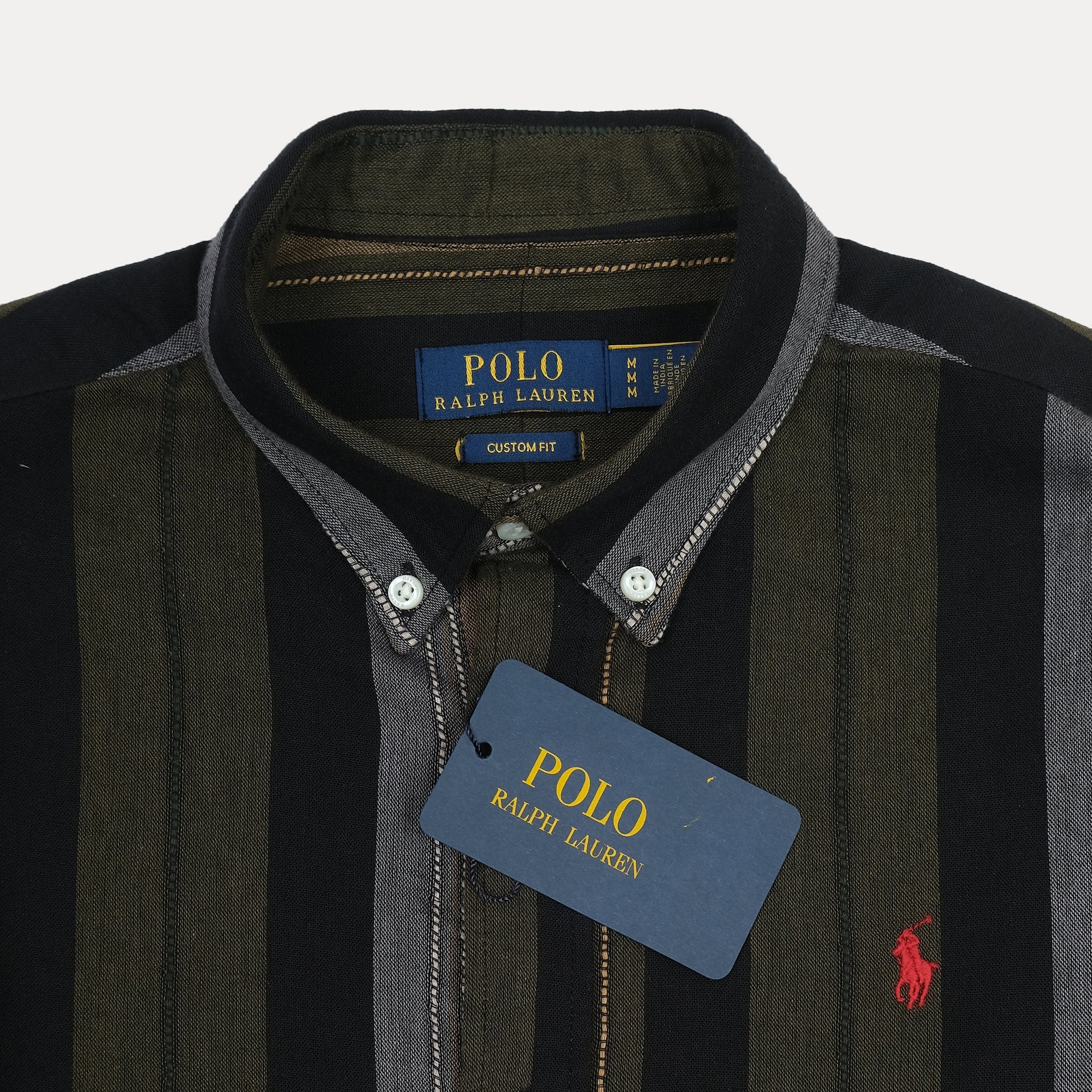 POLO RALPH LAUREN Enchanted Olive Tailored Fit Long Sleeve Striped Shirt
