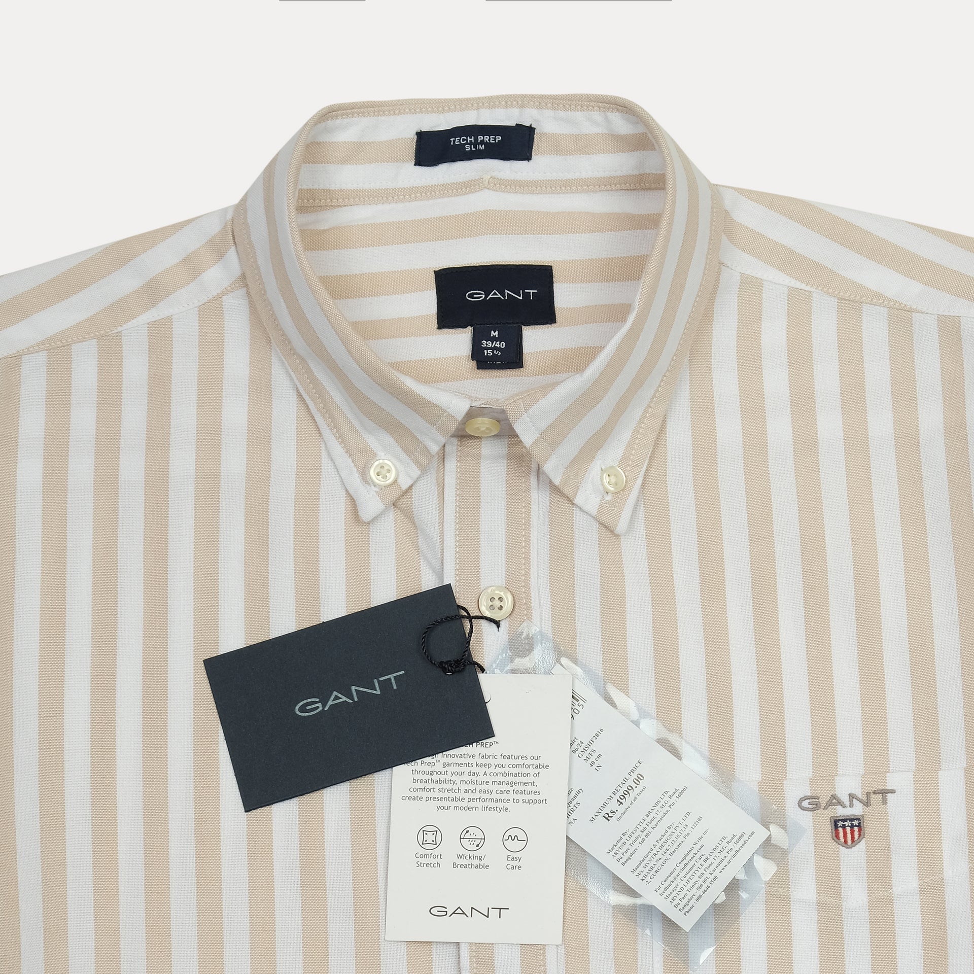 GANT Whispering Sand Tailored Fit Long Sleeve Button-Down Shirt