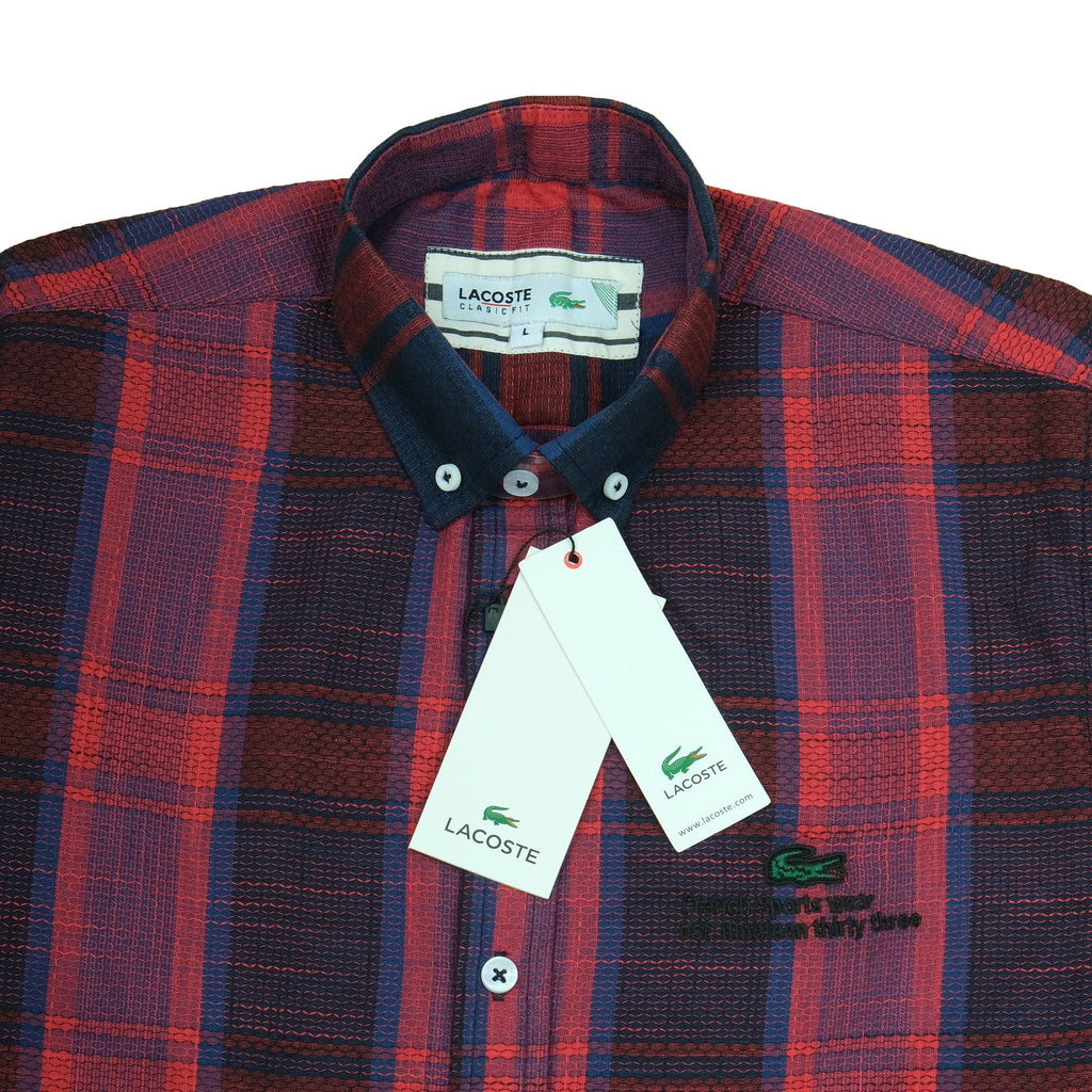 LACOSTE Crimson Twilight Slim Fit Long Sleeve Button-Up Shirt