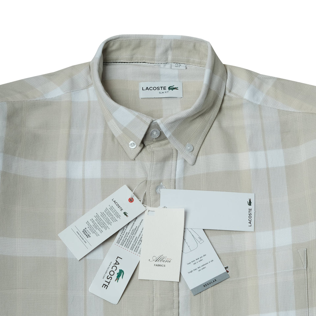LACOSTE Sandstone Check Classic Fit Long Sleeve Button-Up Shirt