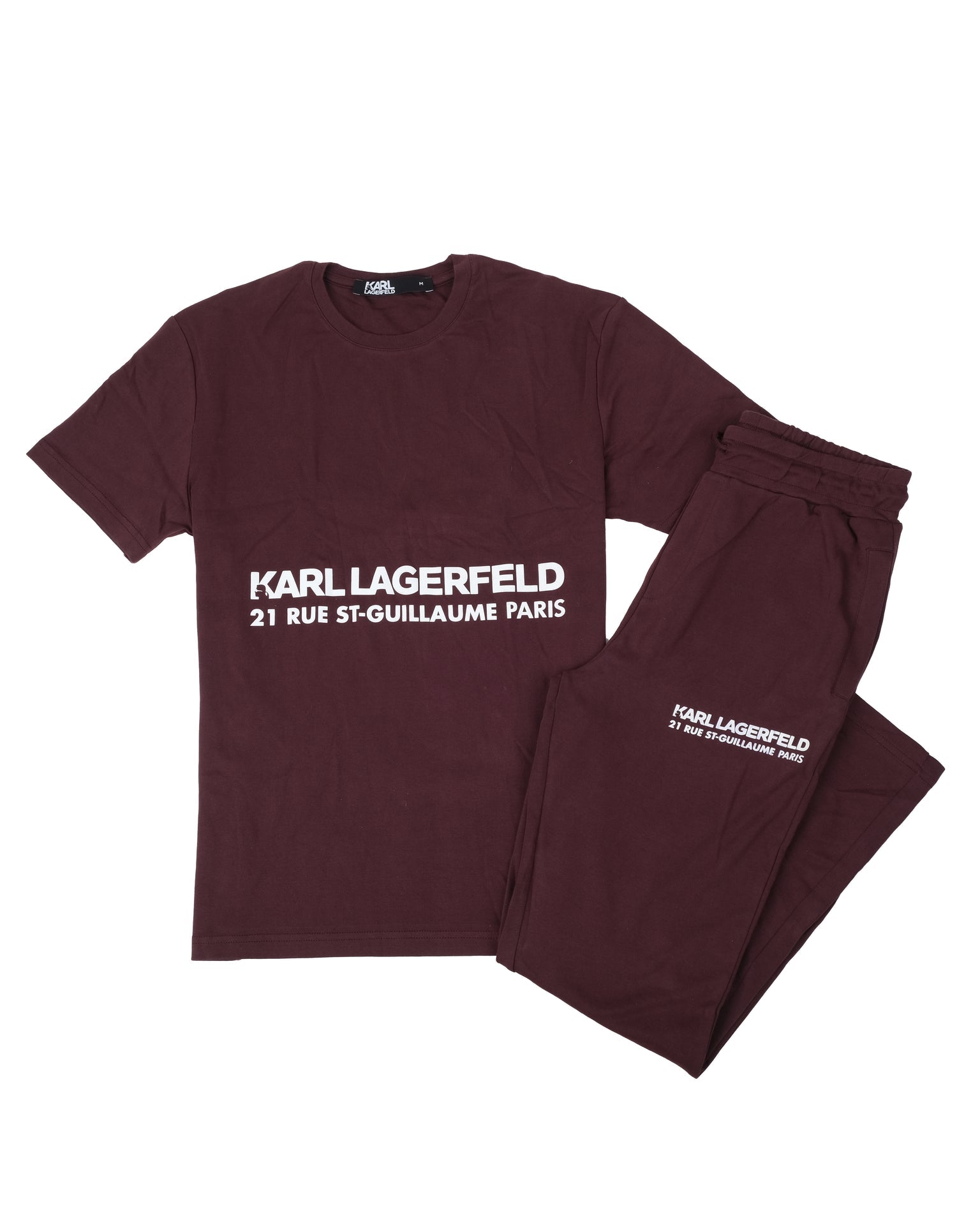 KARL LAGERFELD Crimson Velvet Signature Logo Print Crewneck Tee