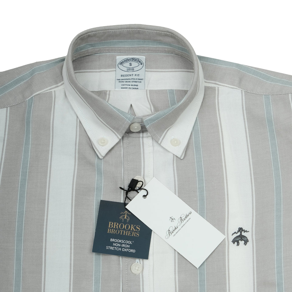BROOKS BROTHERS Silver Mist Regent Fit Striped Oxford Shirt