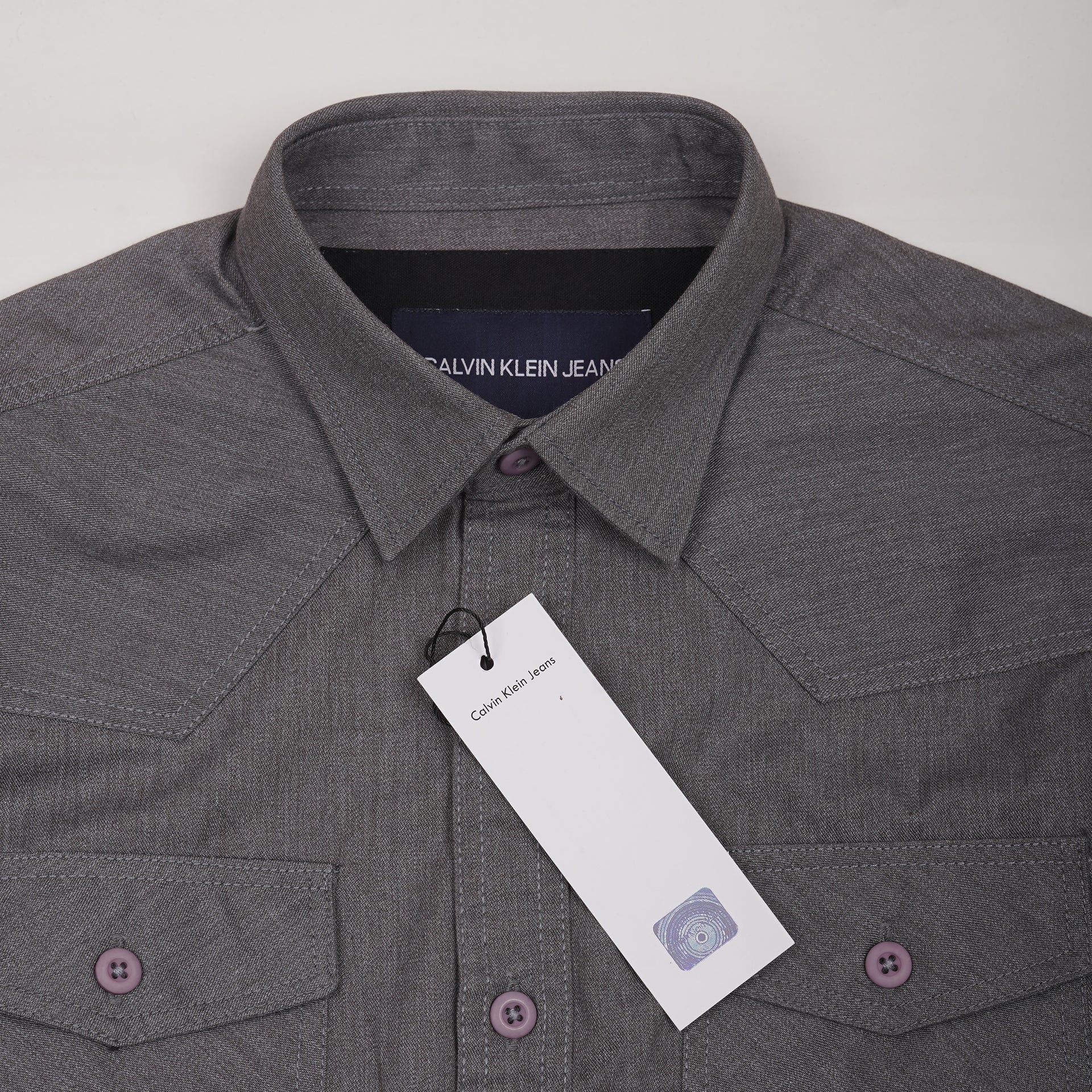 CALVIN KLEIN JEANS Ethereal Charcoal Modern Fit Long Sleeve Chambray Shirt