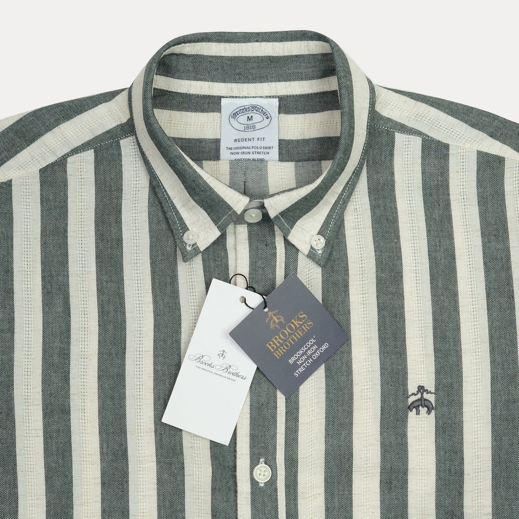 BROOKS BROTHERS Whispering Fern Tailored Fit Long Sleeve Linen Shirt