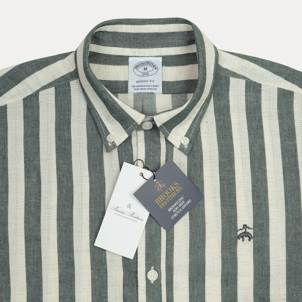 BROOKS BROTHERS Whispering Fern Tailored Fit Long Sleeve Linen Shirt